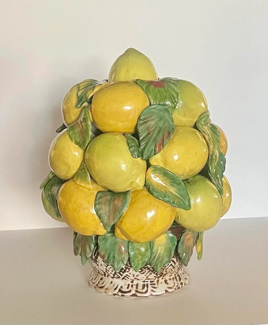 Mid Century Italian Majolica Lemons Topiary Centerpiece - 3