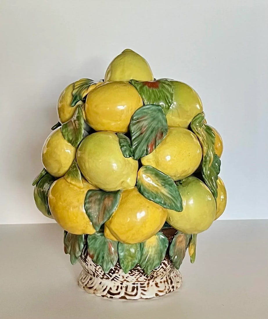 Mid Century Italian Majolica Lemons Topiary Centerpiece - 4