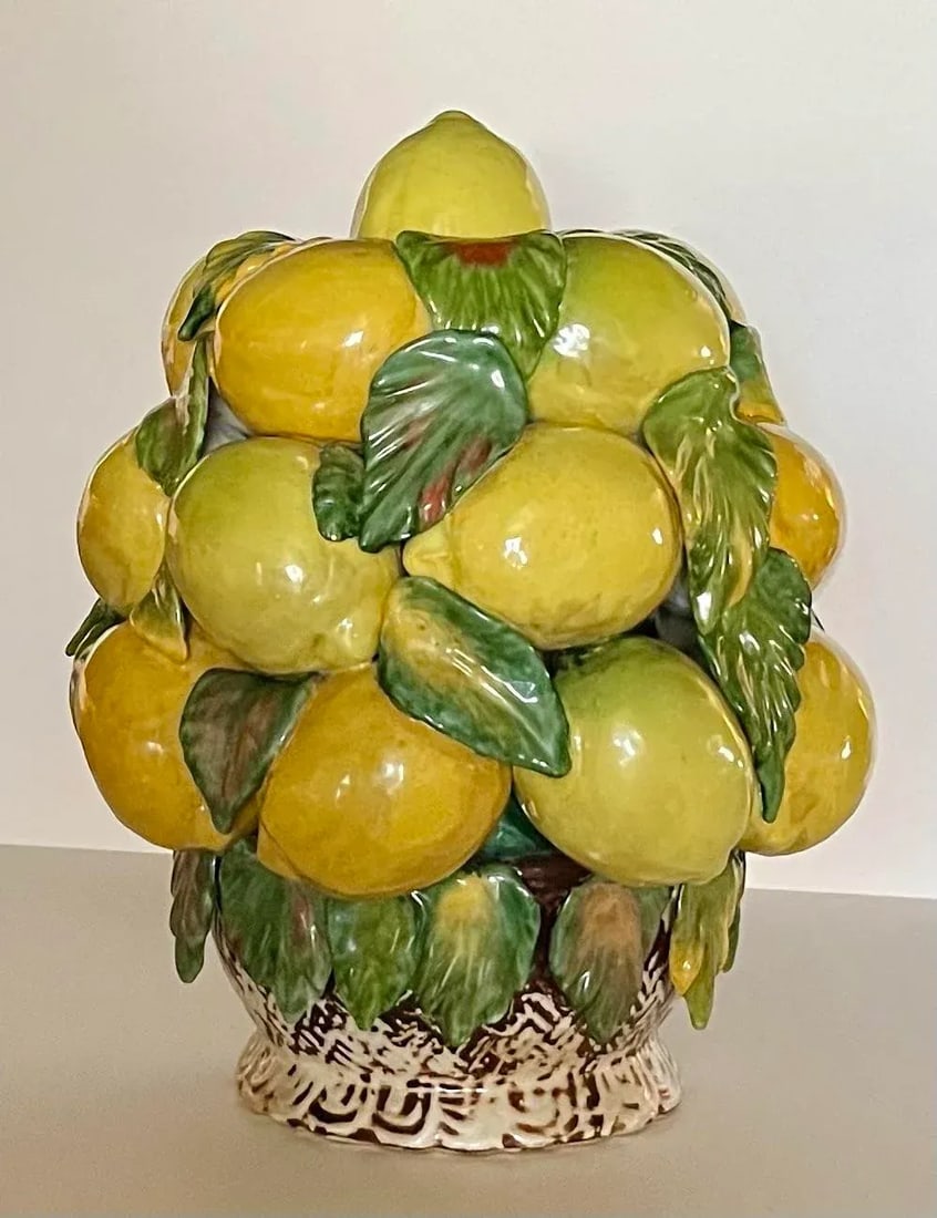 Mid Century Italian Majolica Lemons Topiary Centerpiece - 7