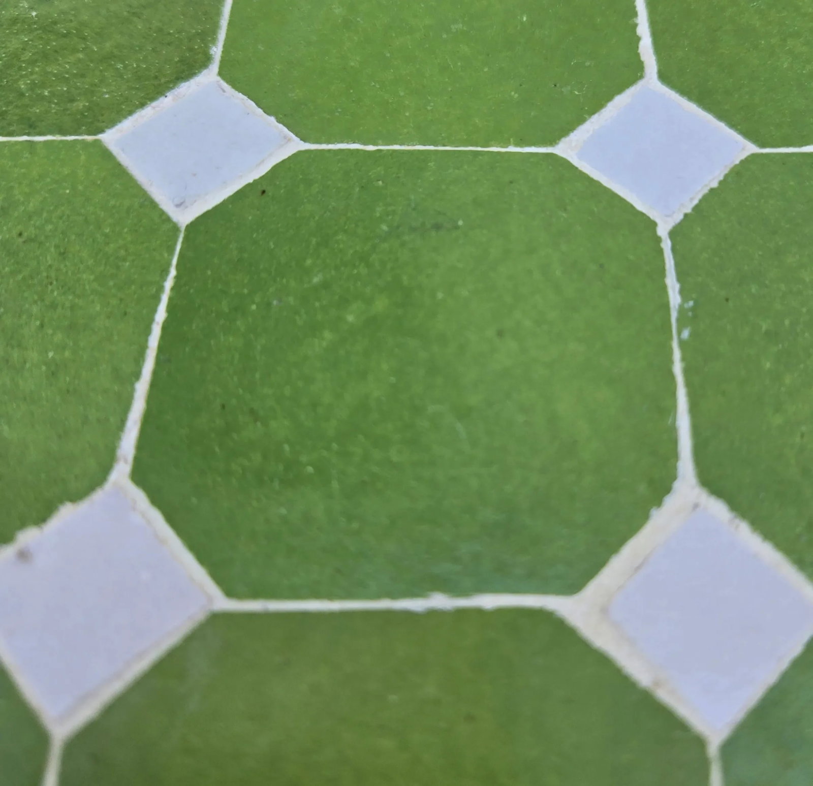 24" Square Moroccan Mosaic Table, Lime Green and White on Iron Base - 2 Pieces - 2