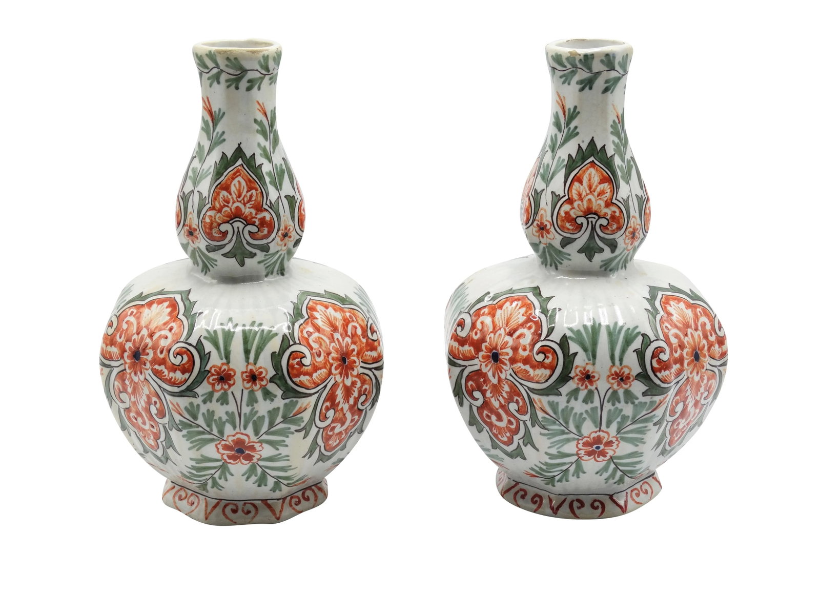 Antique Dutch Delft Polychrome Vases - a Pair - 5