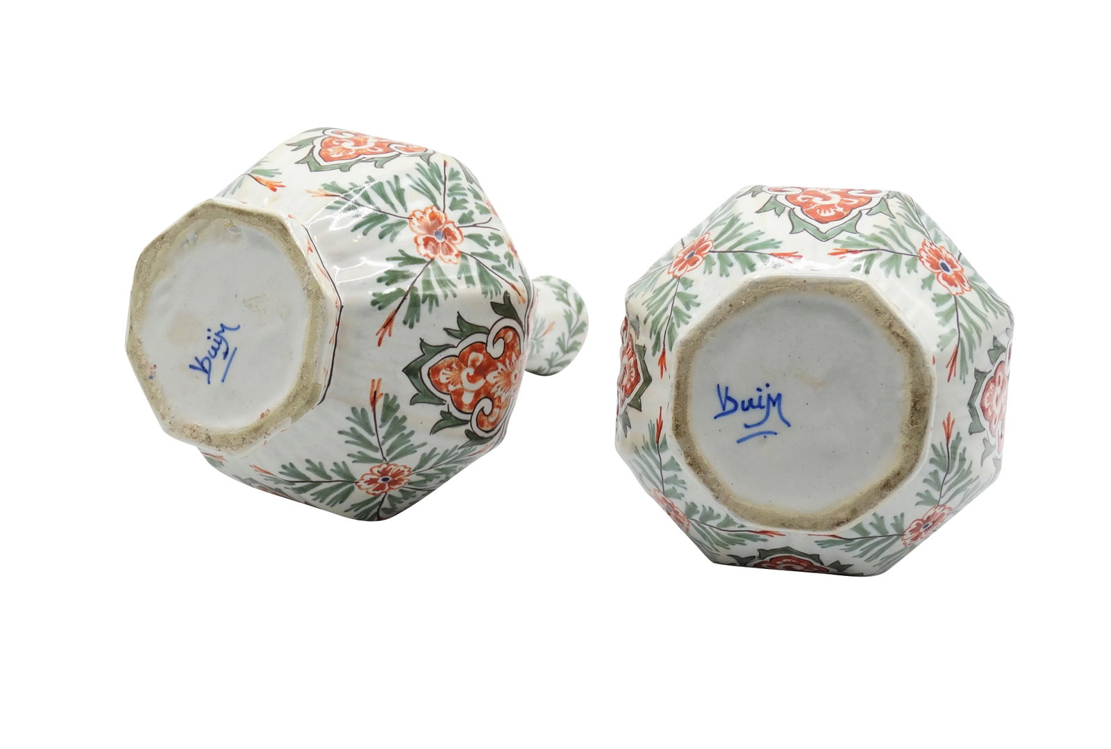 Antique Dutch Delft Polychrome Vases - a Pair - 7