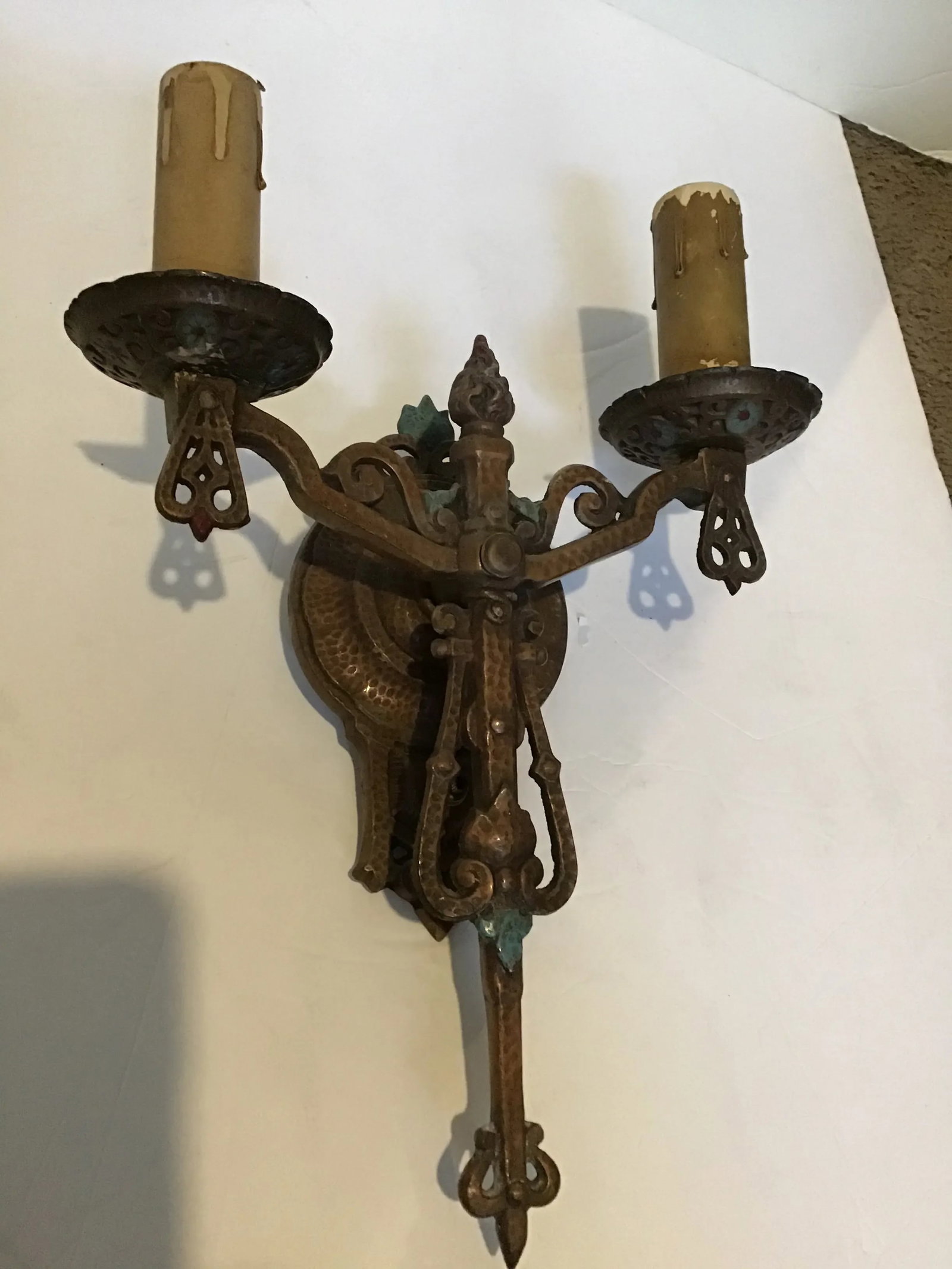 Antique Polychrome Double Wall Sconce - 4