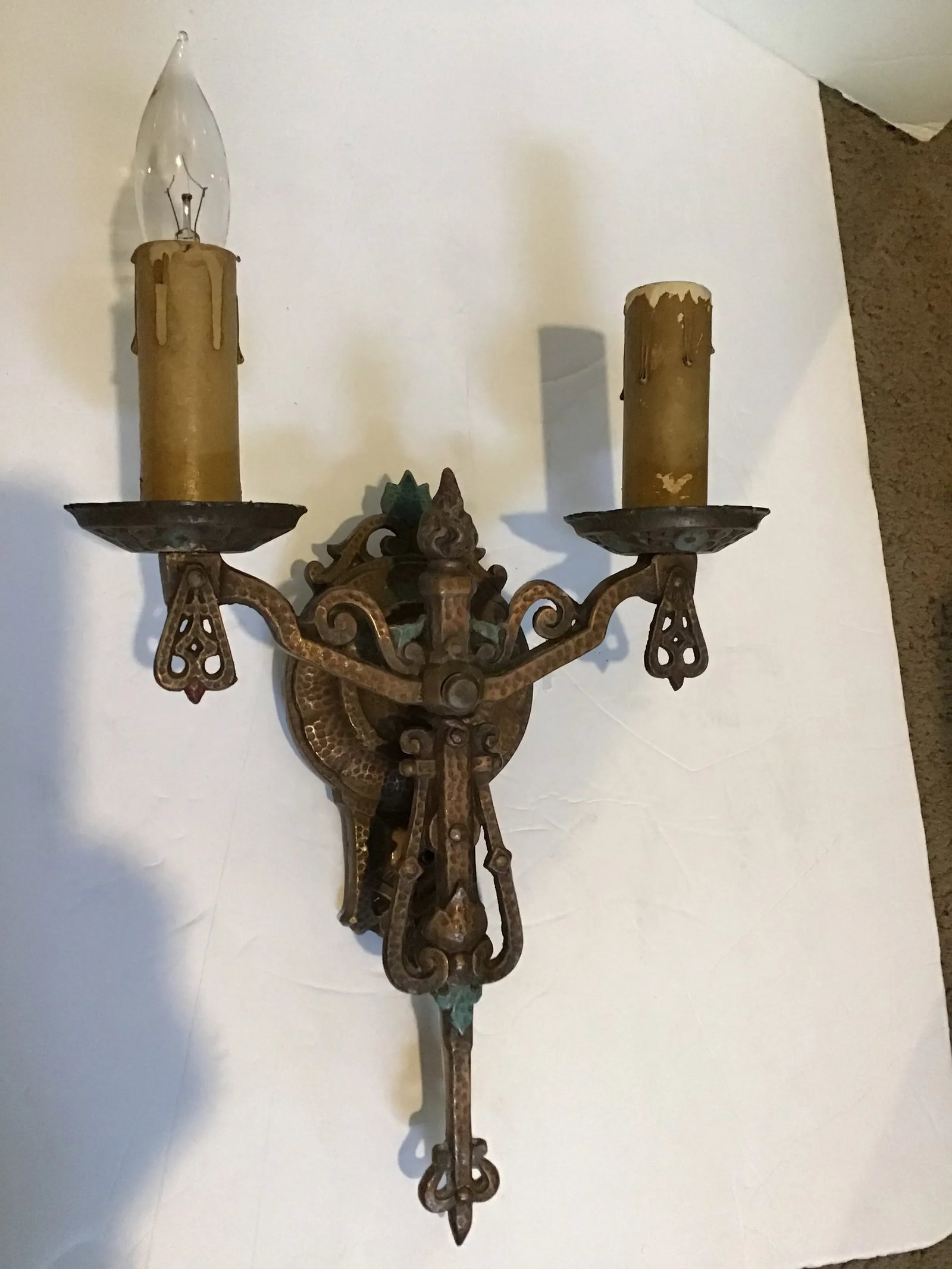 Antique Polychrome Double Wall Sconce - 8