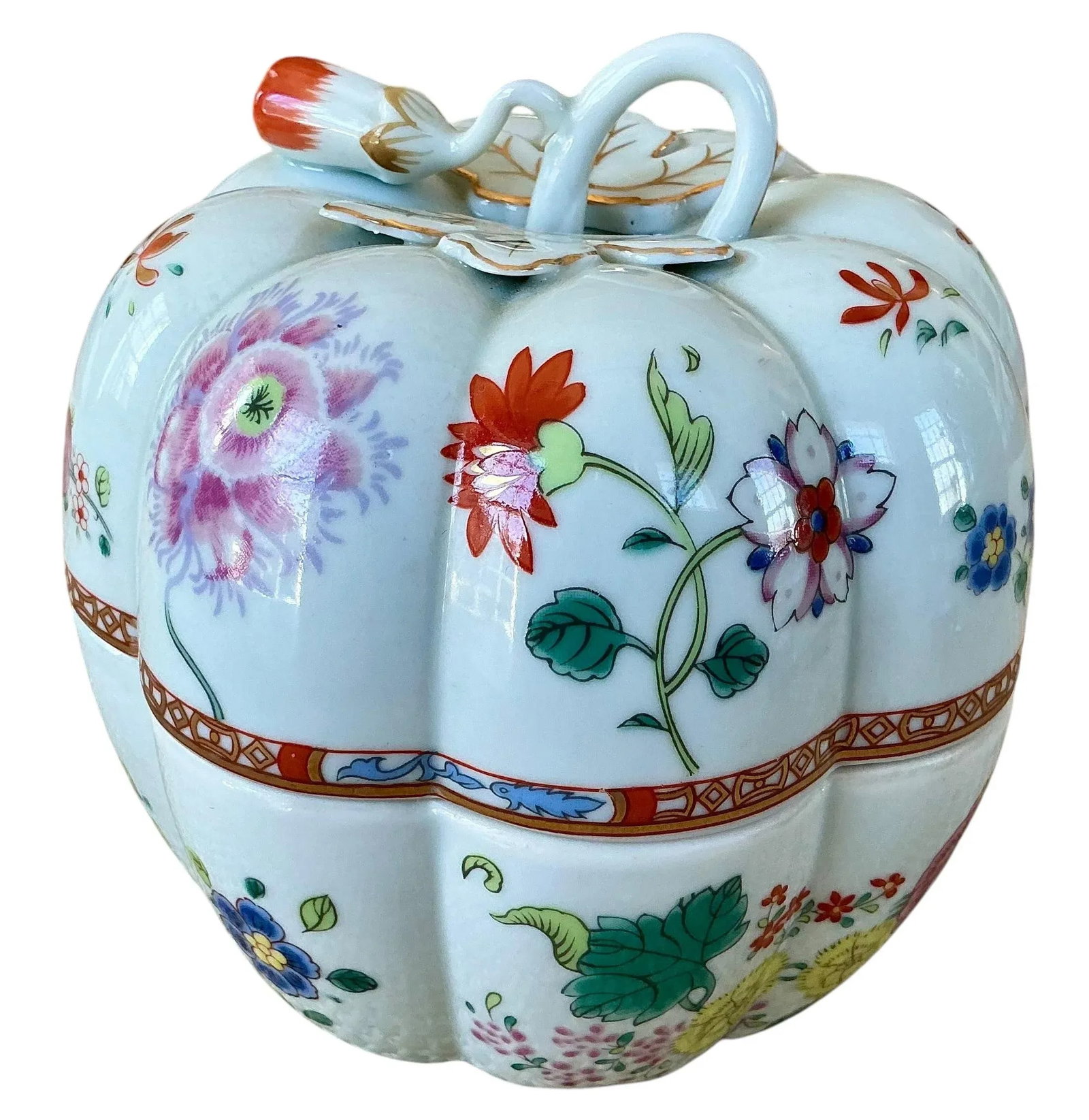 1980s Andrea by Sadek Japan Porcelain Gourd Shaped Decorative Bowl - 2
