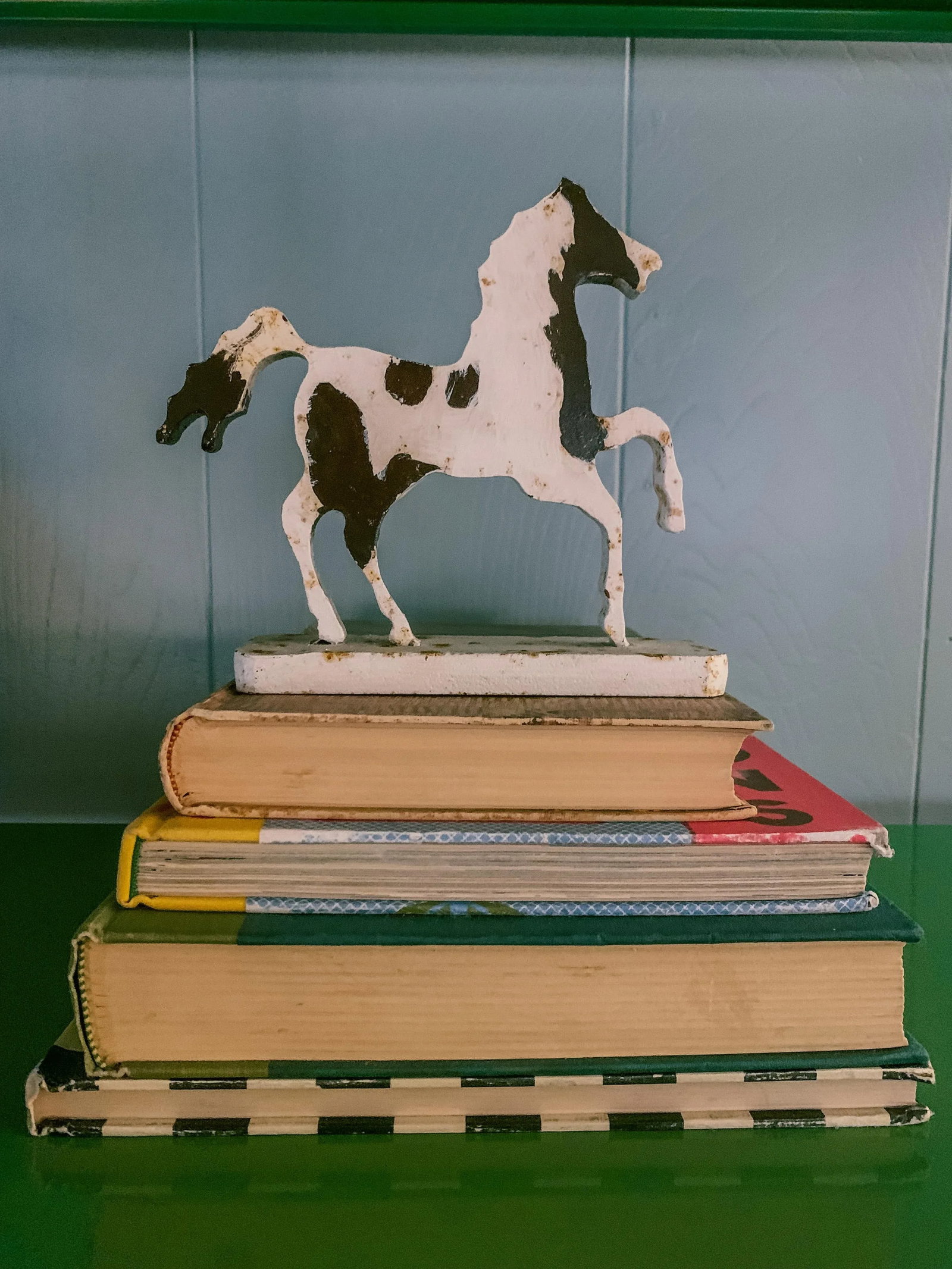 Vintage Folk Art Cast Iron Pinto Horse Sculpture Objet De Art - 11