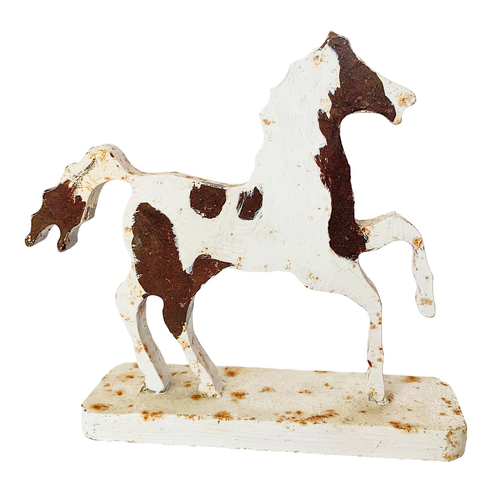 Vintage Folk Art Cast Iron Pinto Horse Sculpture Objet De Art (1 of 11)