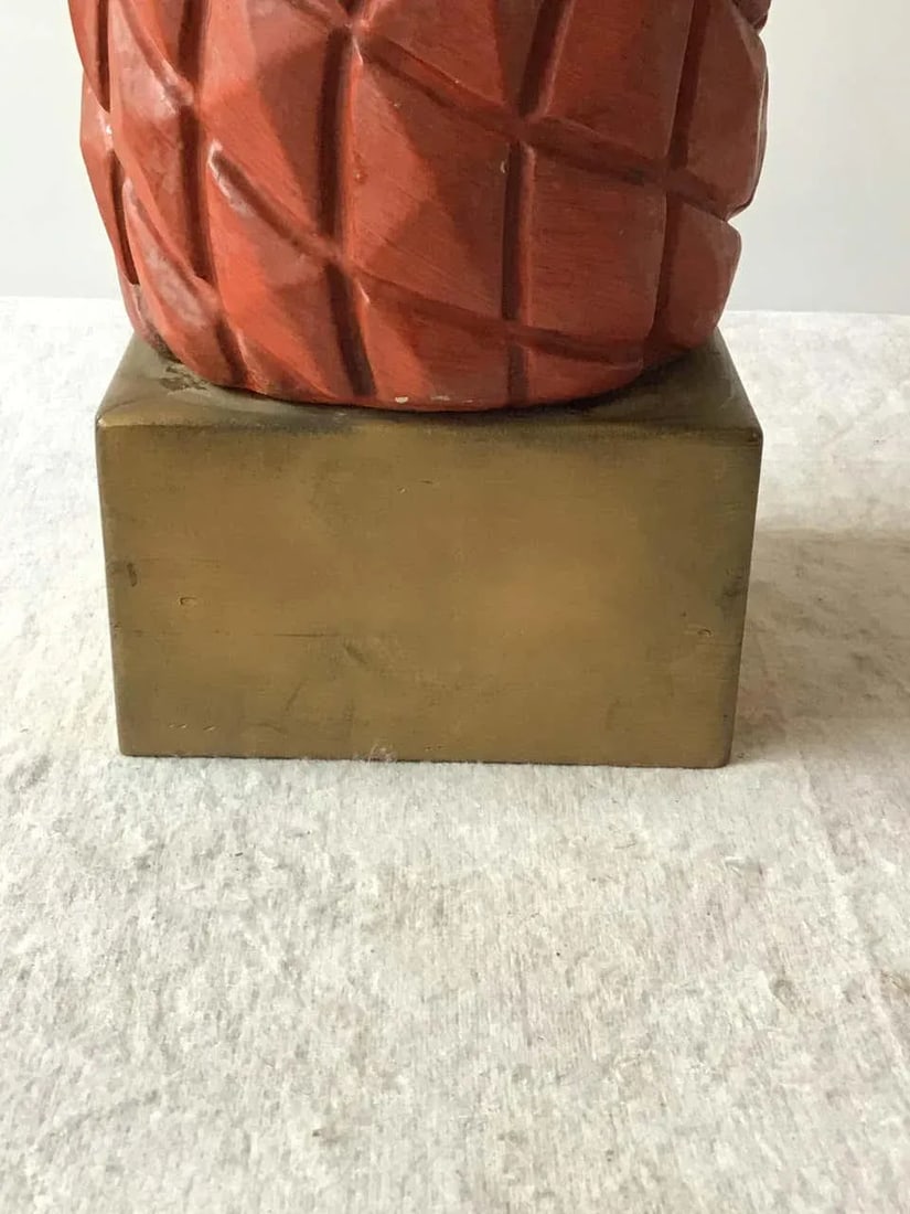 1960s Plaster Pineapple Lamps on Wood Base - A Pair - 10
