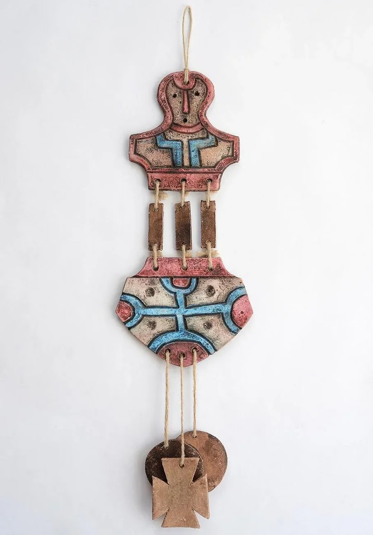 Mid Century Chilean Mapuche Abstract Ceramic Mobile Wind Chimes - 10