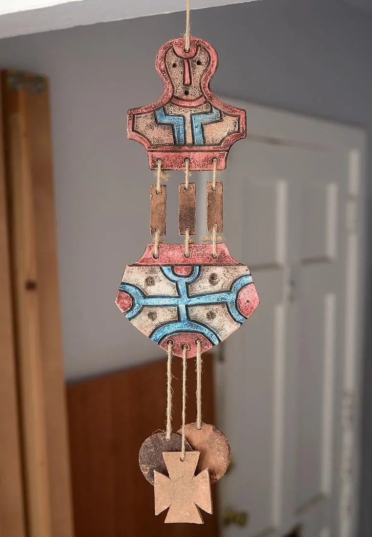 Mid Century Chilean Mapuche Abstract Ceramic Mobile Wind Chimes - 2