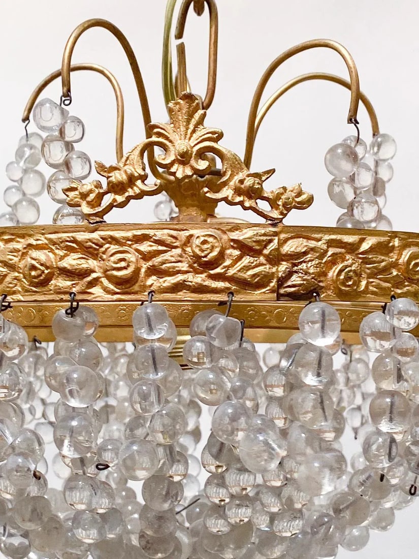 Vintage Brass Basket Chandelier - 2