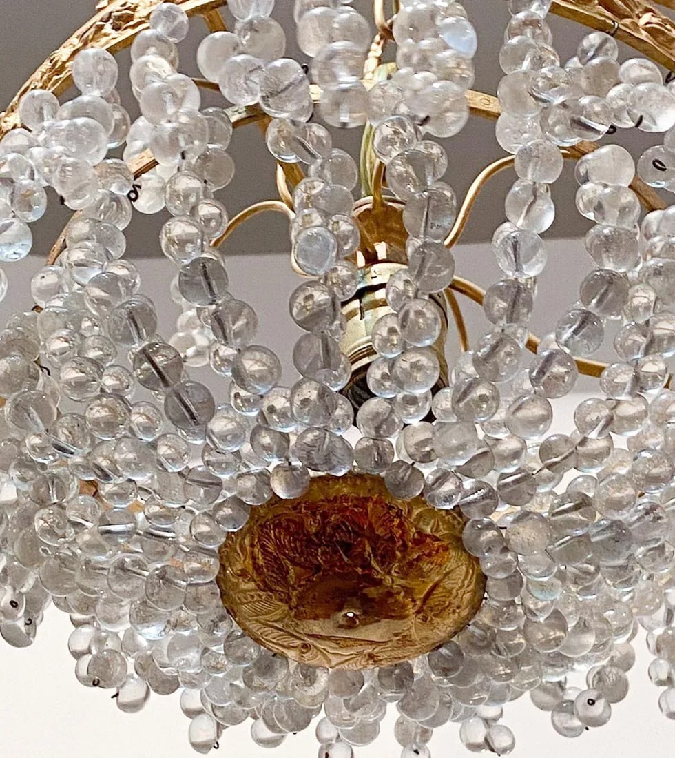 Vintage Brass Basket Chandelier - 4