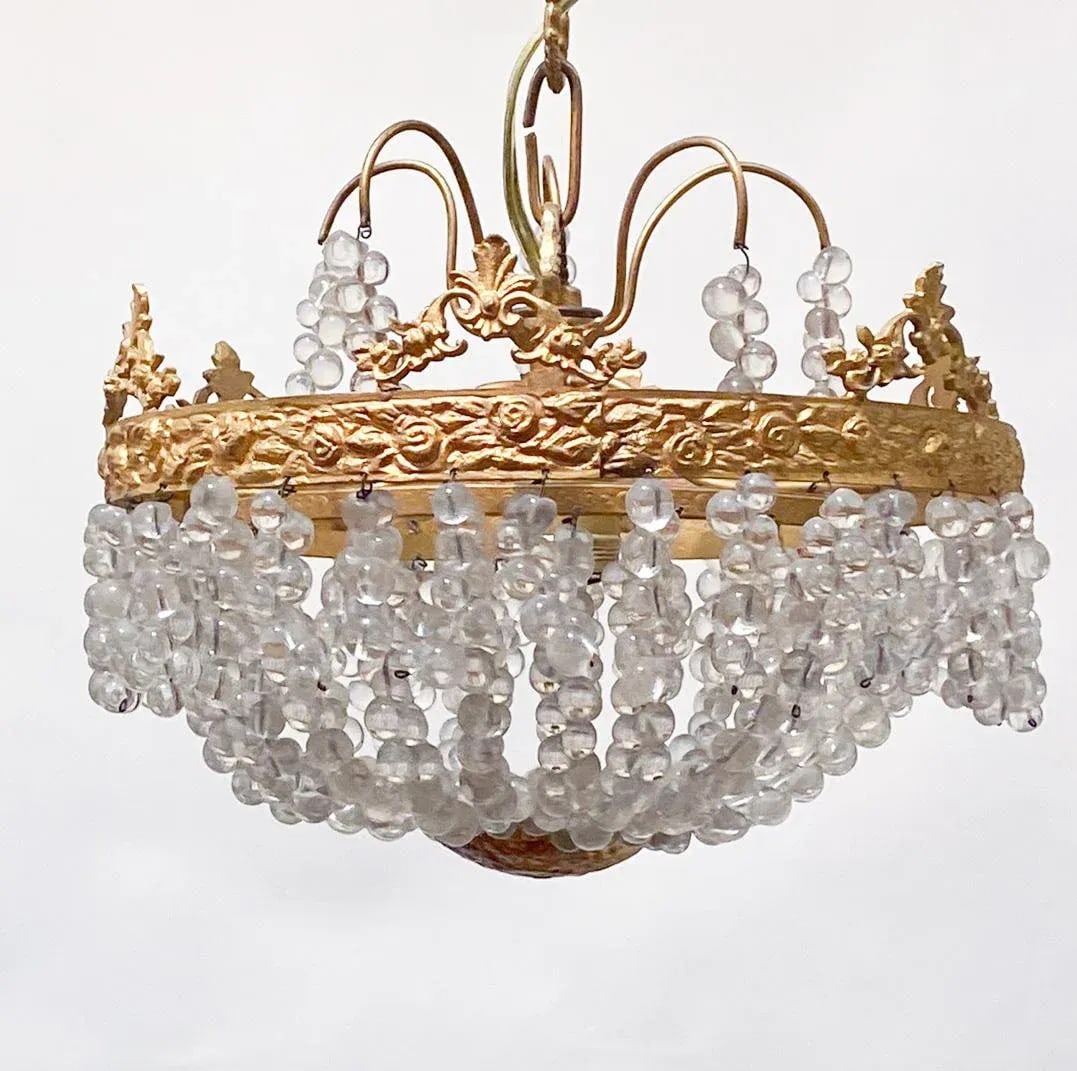 Vintage Brass Basket Chandelier - 5