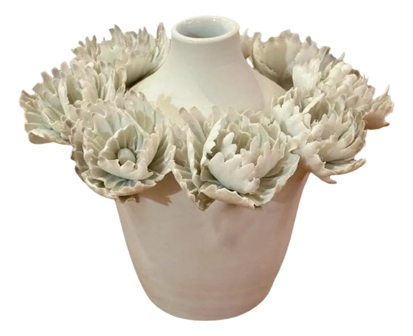 Chala Toprak Modern Sculpture Flower Vase in Porcelain, 2023: Chala Toprak, Contemporary, 'Blossom Vase No. 3', Modern Sculpture, Flower Vase, Porcelain, 2023 Unique and one of a kind hand built ceramic designed and produced by Istanbul born artist, Chala