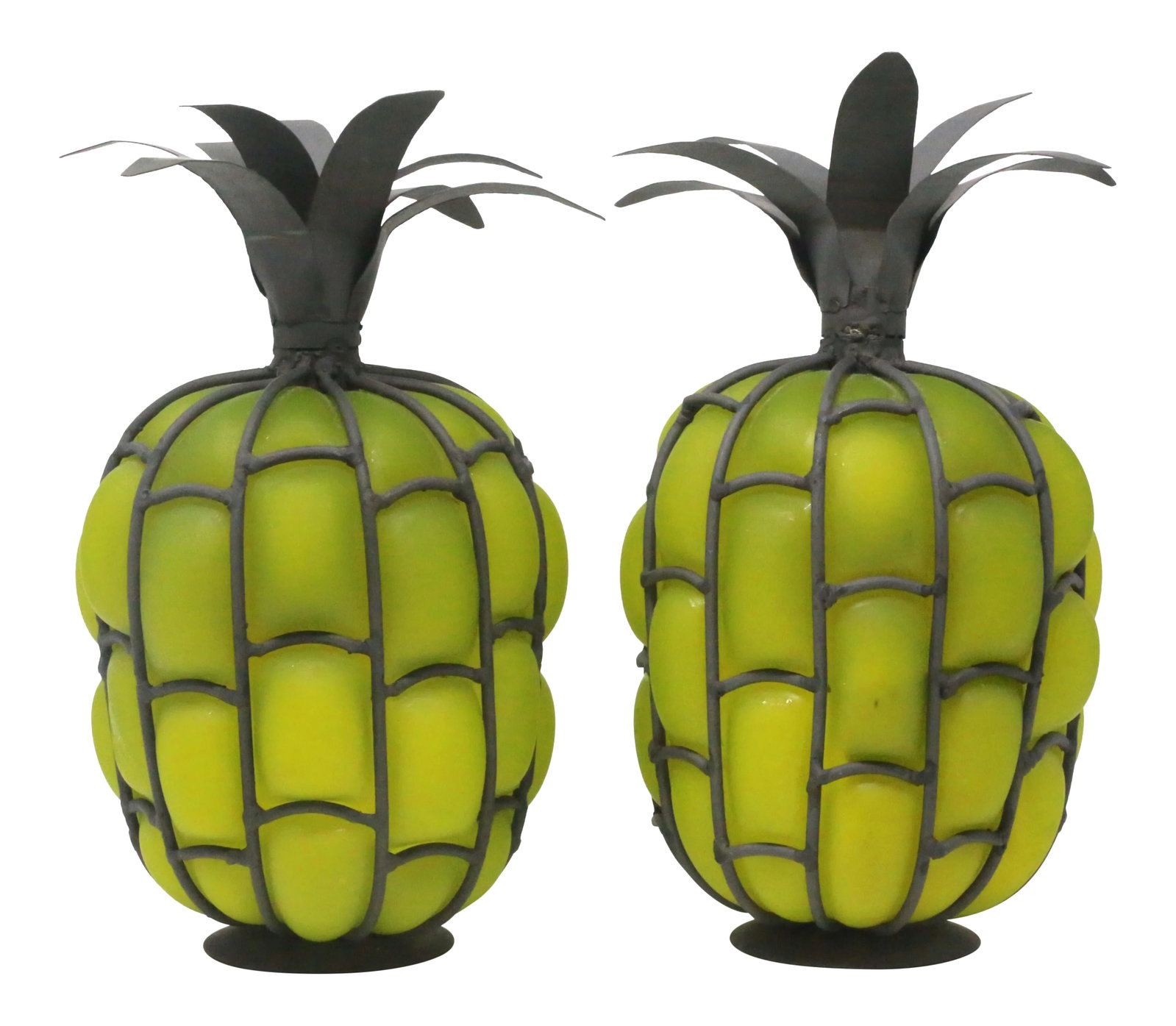 Blown Glass and Metal Pineapple Lanterns / Candle Holders - a Pair (1 of 11)