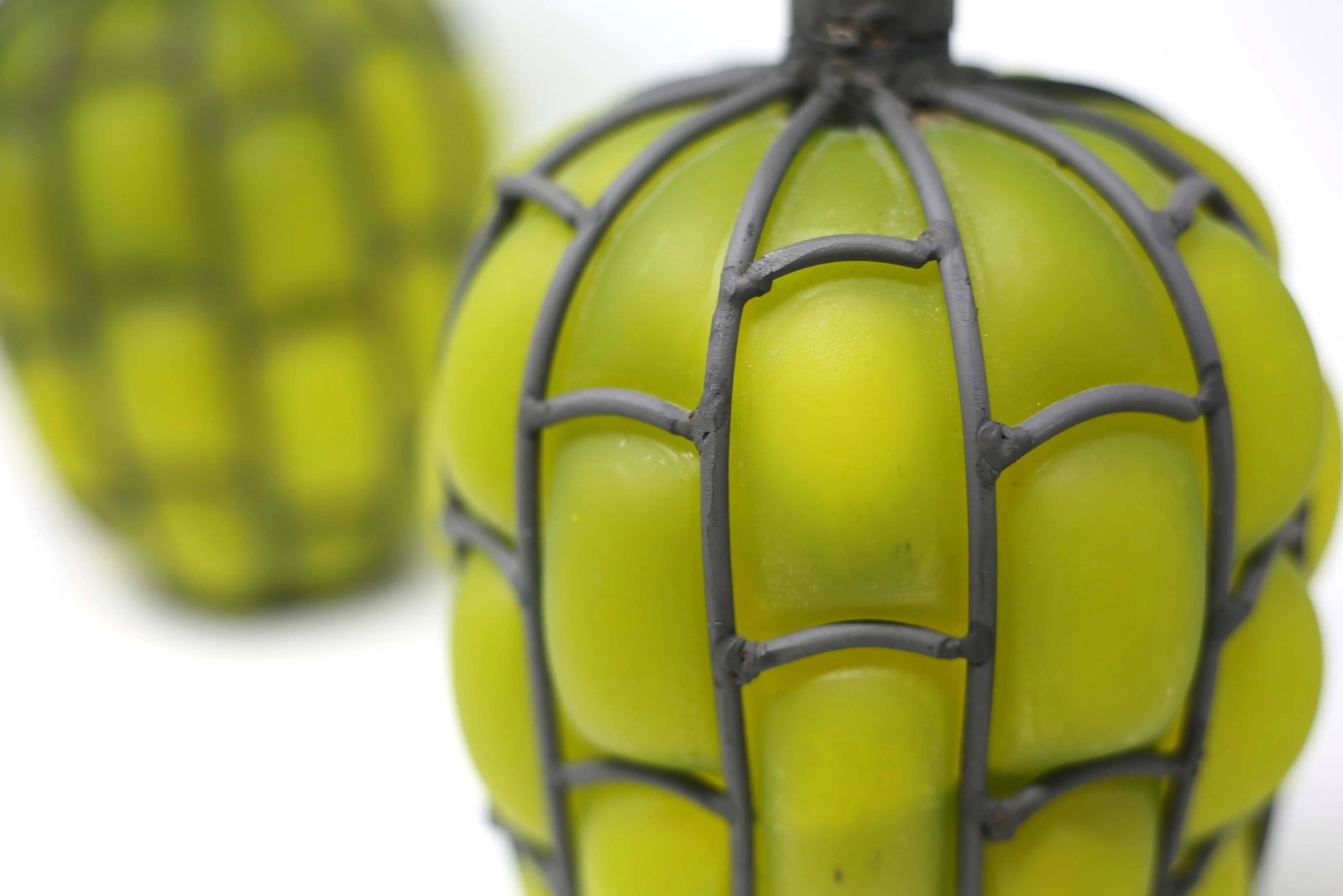 Blown Glass and Metal Pineapple Lanterns / Candle Holders - a Pair - 5