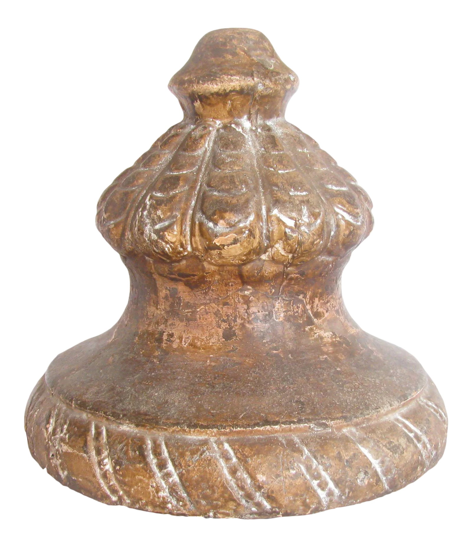 French Vintage Pottery Finial: Vintage French earthenware finial sourced through a to-the-trade importer of European antiques. Perfect as as a bookend or to display in a table vignette. No maker's marks. Good condition; repair on