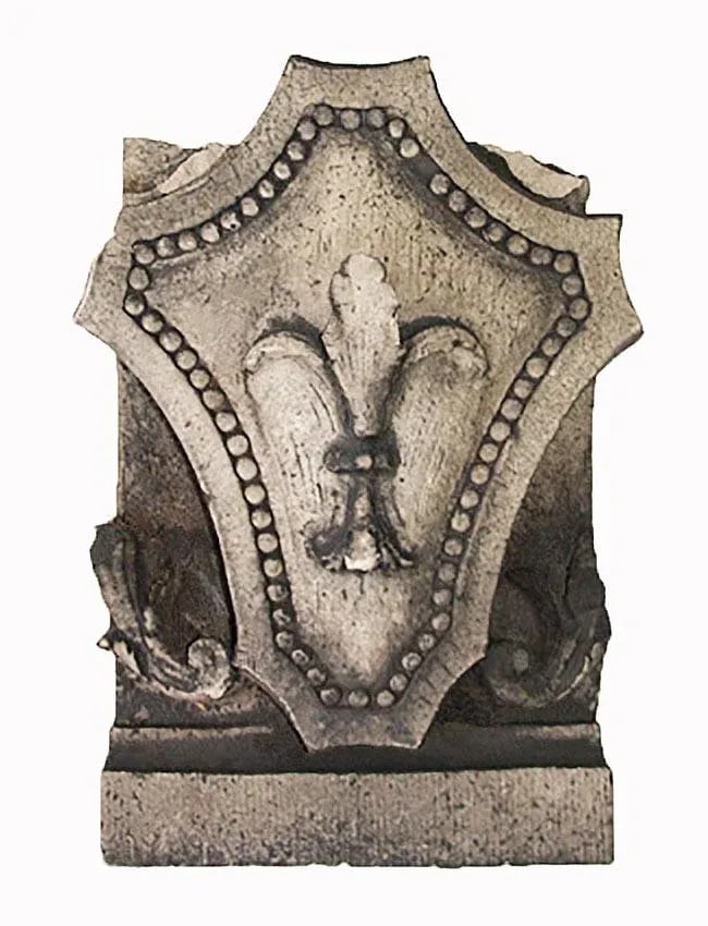 Terracotta Building Ornament * Antique * Shield and Fleur De Lis Design - 3