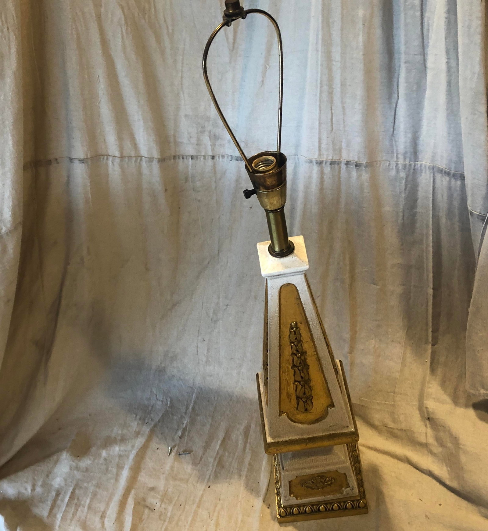 Nardini Studios Mid Century Modern Hollywood Regency Gold White Ceramic Table Lamp - 2