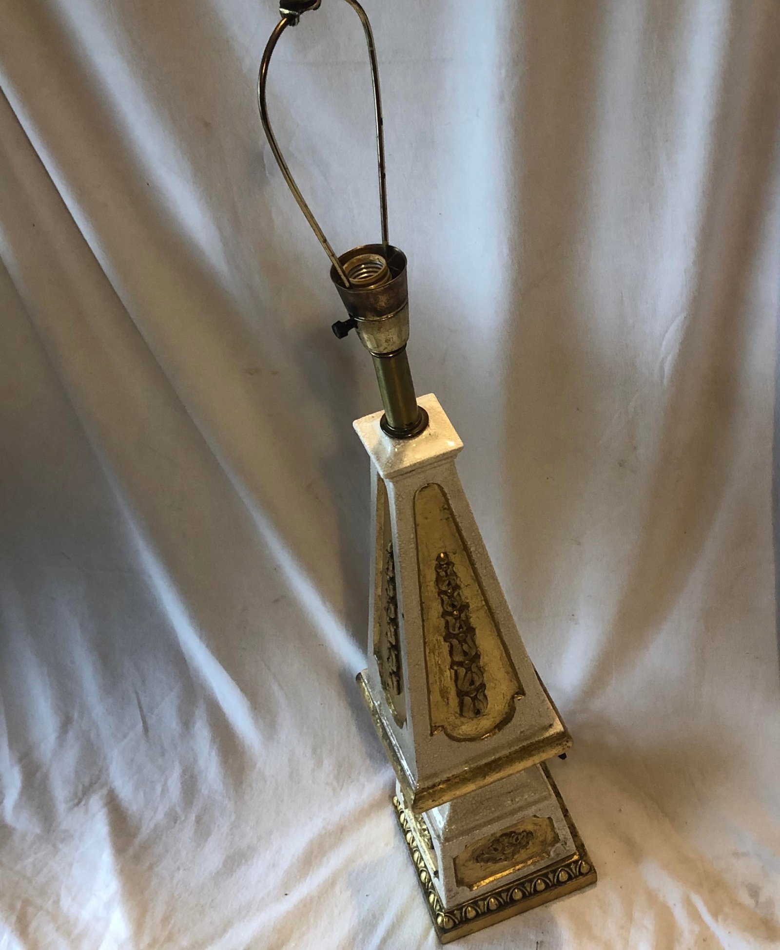 Nardini Studios Mid Century Modern Hollywood Regency Gold White Ceramic Table Lamp - 4