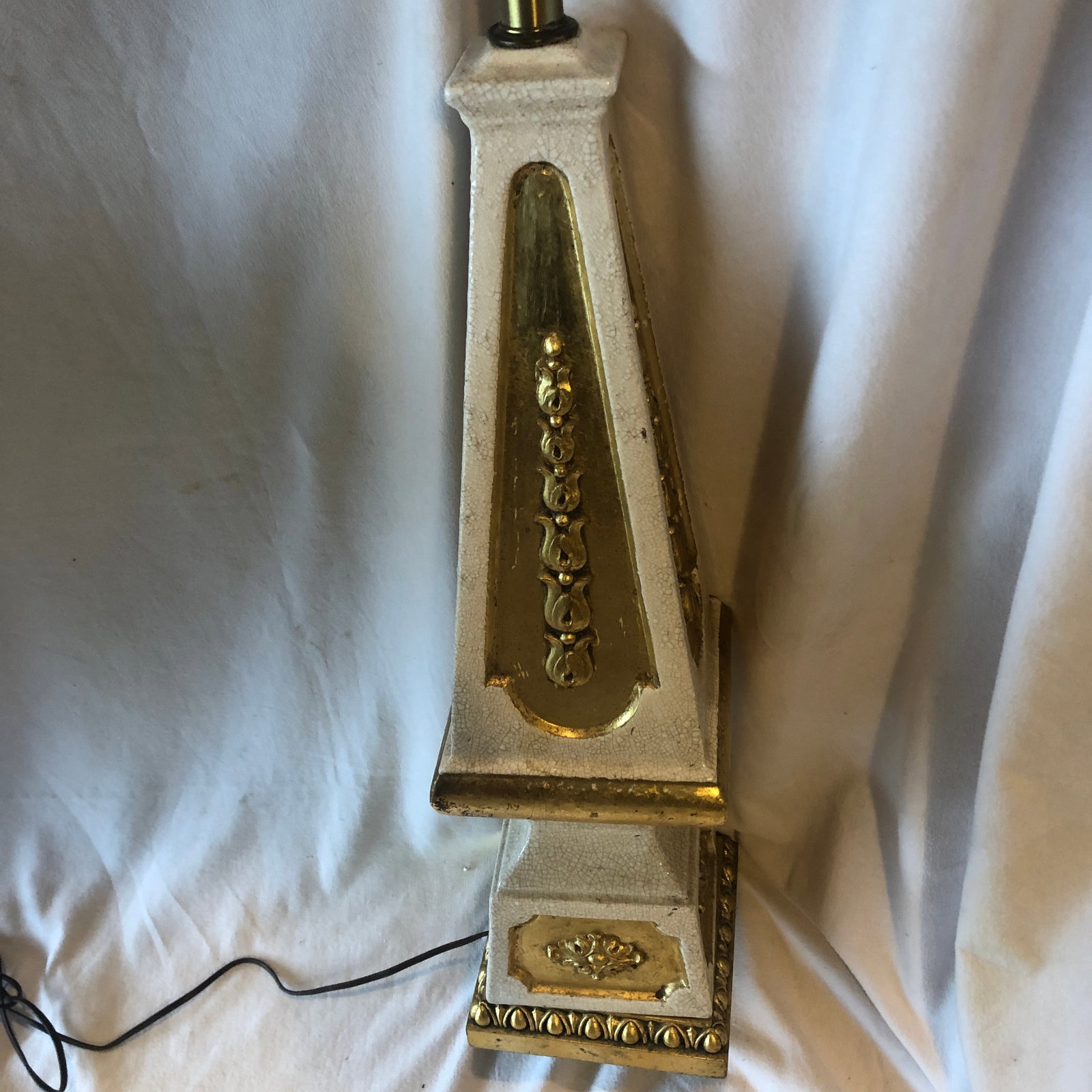 Nardini Studios Mid Century Modern Hollywood Regency Gold White Ceramic Table Lamp - 8