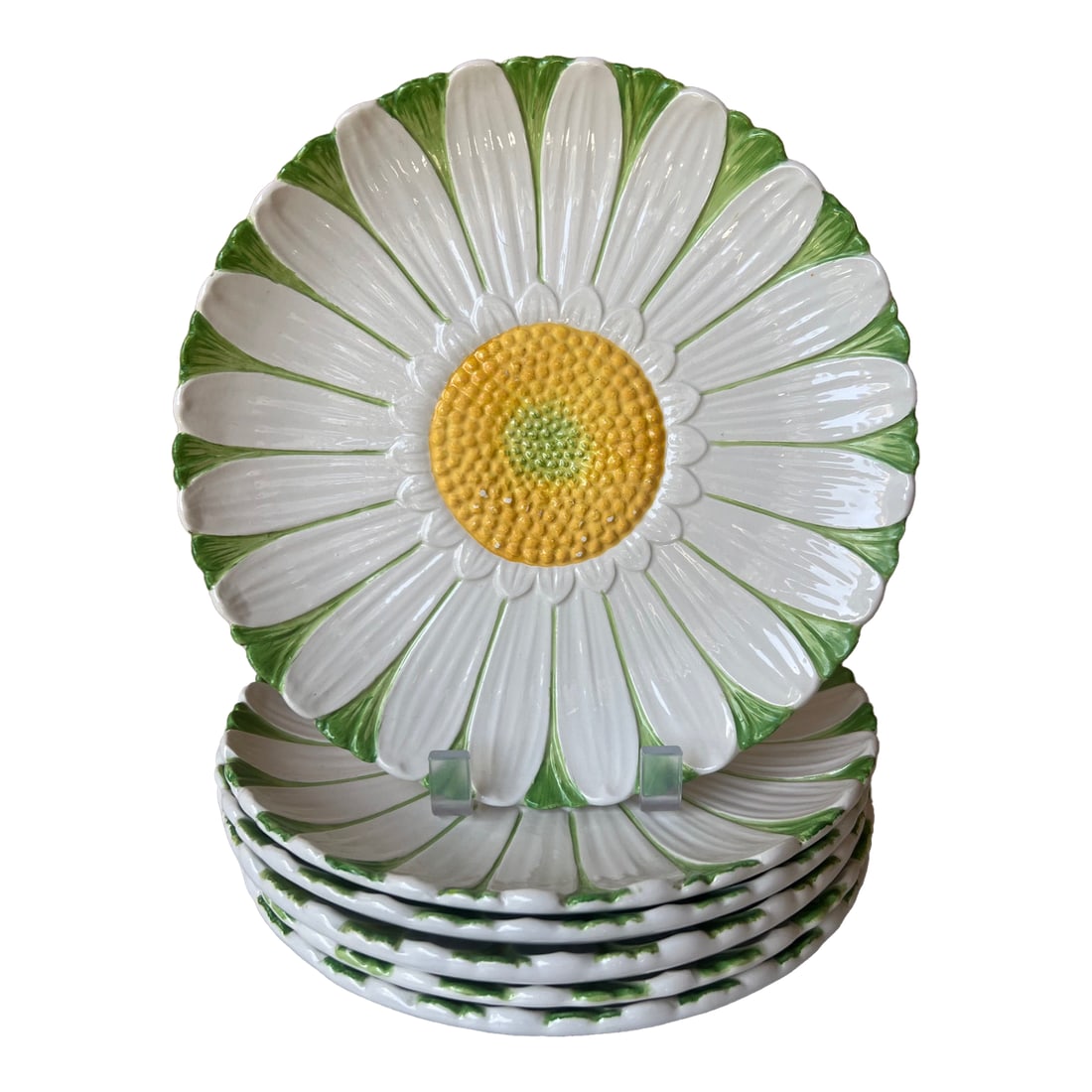 Mottahedeh Daisy Plates, Set of 6, C. 1960's: Set of six hand painted daisy plates made by Mottahedeh in the 1960's. I have 2 sets of six available Set 1 Condition: Alterations: Original Condition Unaltered Imperfections: Some Imperfections