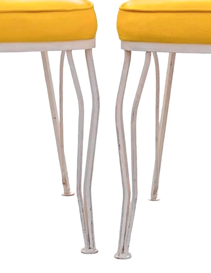 Vintage 1950s Hollywood Regency Wrought Iron Patio Dining Chairs - Set of 4 - 7