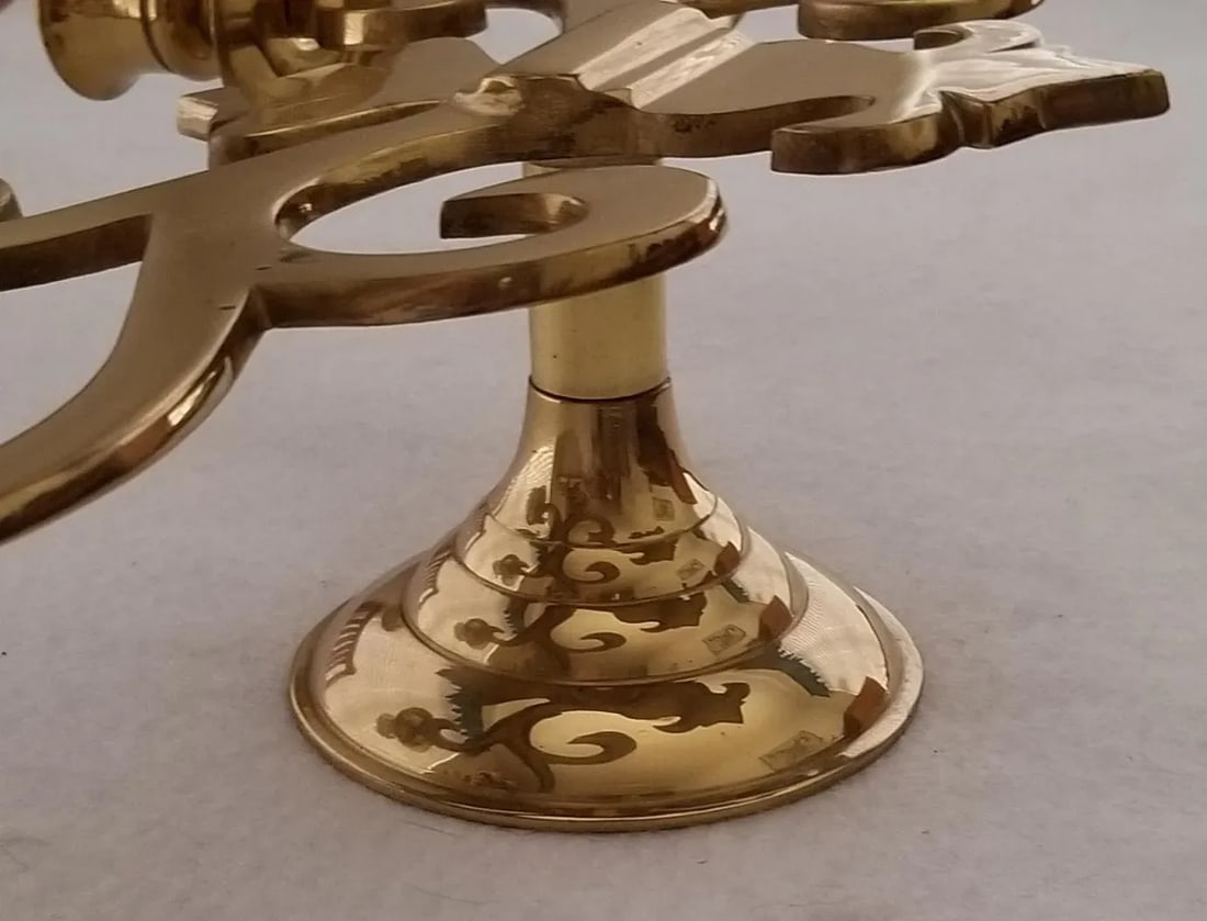 Vintage Solid Brass Wall Sconce 4 Candle Holders Fleur De Lis - 4