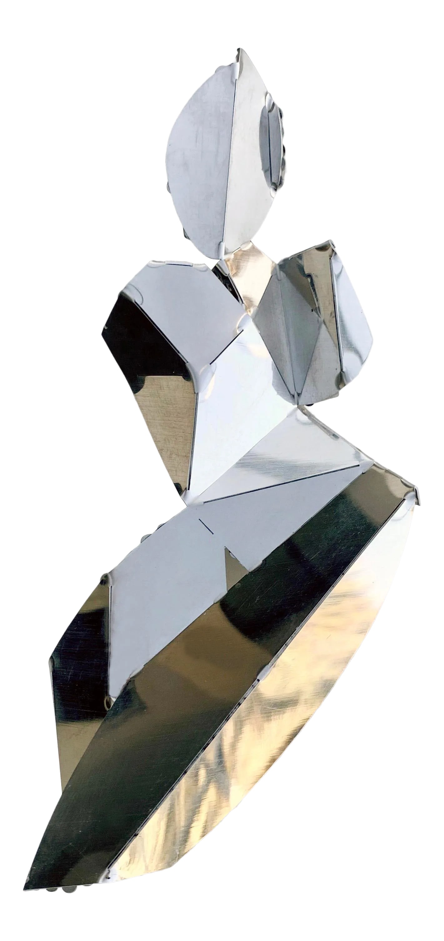 Adorned Unadorned - Reflection #1 Sculpture Mobile: This series of works are made intuitively using paper or metal, folded to create a portrait of the female, portraying both strength and vulnerability in their various forms. Referencing Greek and
