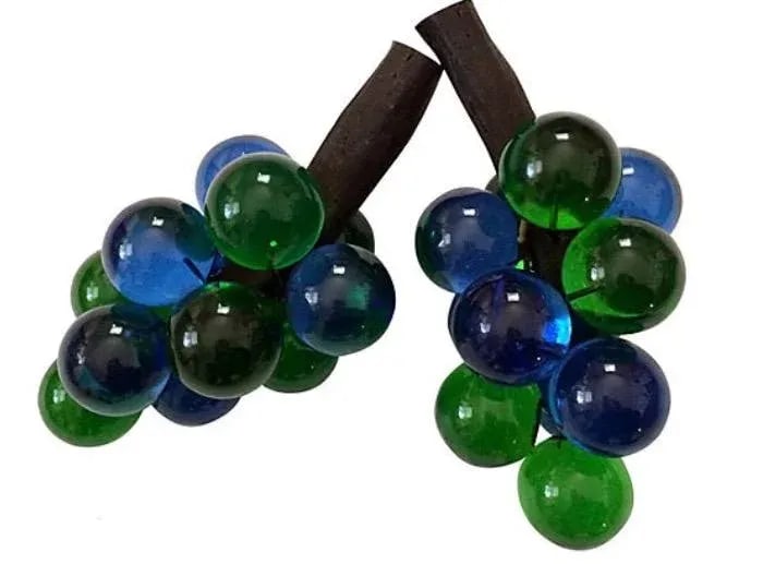 Blue & Green Lucite Grape Cluster - Pair - 3