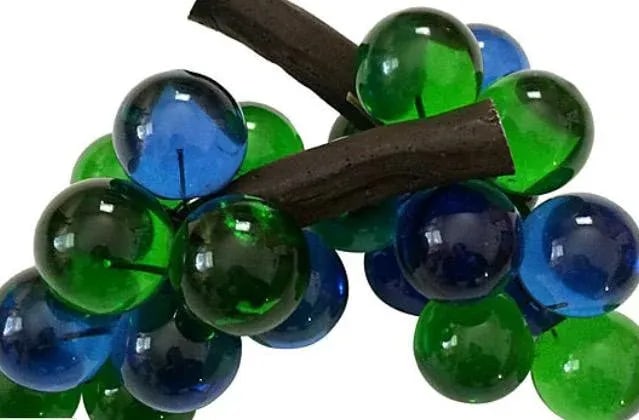 Blue & Green Lucite Grape Cluster - Pair - 4