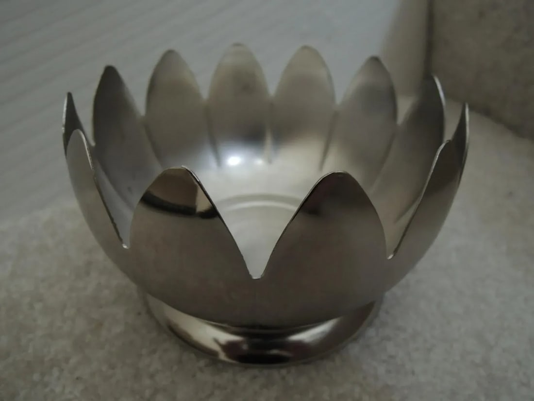 Silver Plated Bowl 12 Lotus Petals Silver Metal Bowl - 7