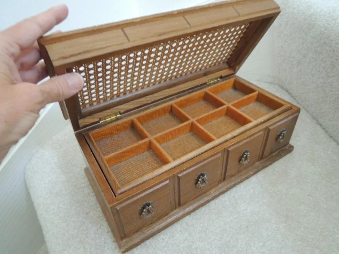 Cane Top Oak Wood Jewelry Music Box - 3