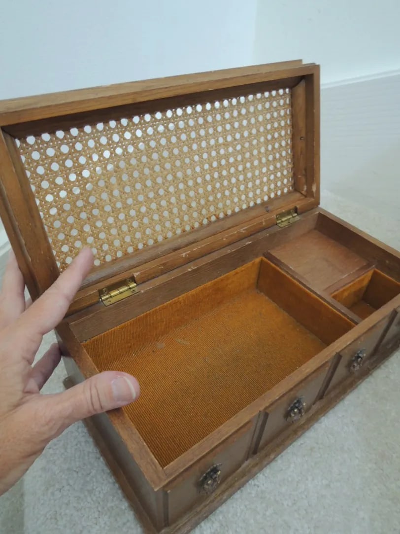 Cane Top Oak Wood Jewelry Music Box - 4