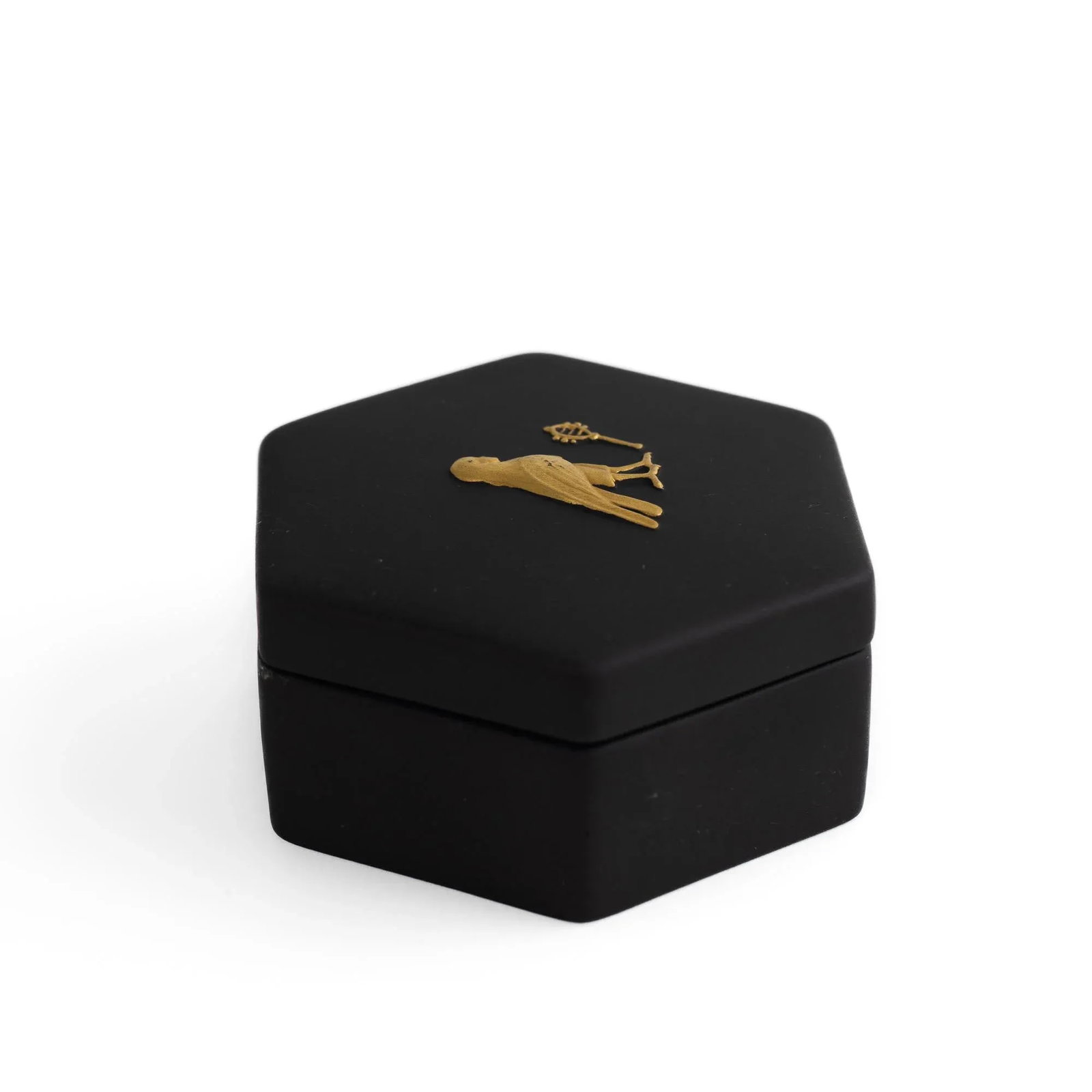 Vintage Wedgwood Black Jasperware Hexagonal Trinket Box With Egyptian Horus Relief - 5