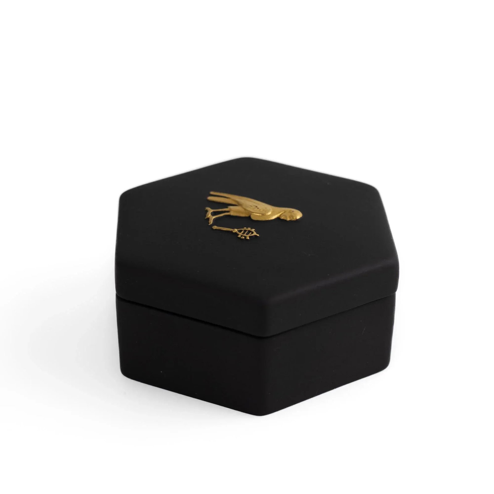 Vintage Wedgwood Black Jasperware Hexagonal Trinket Box With Egyptian Horus Relief - 9