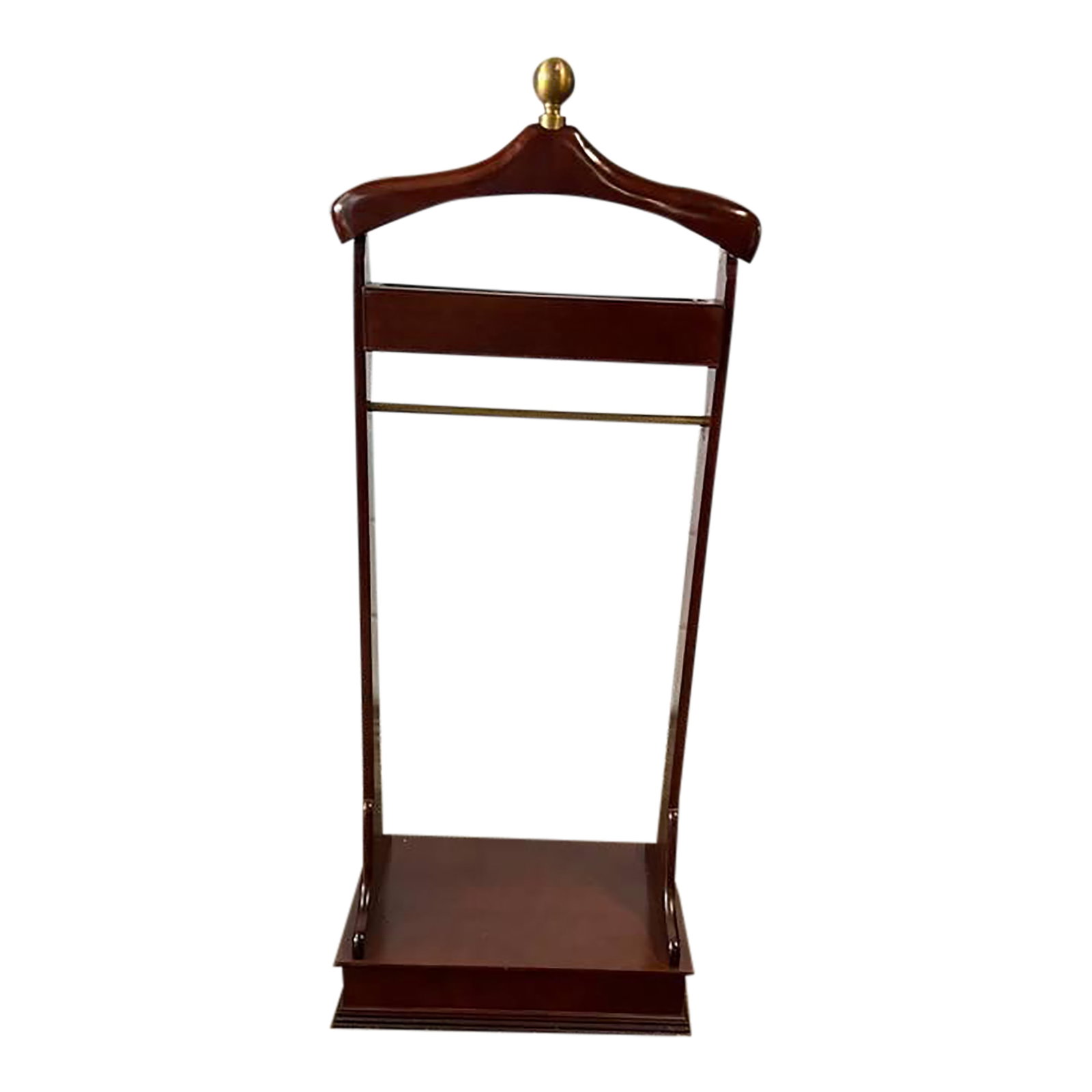 Vintage Mens Valet Stand: Vintage Mens Valet Stand Cherry finish wood gentleman's valet with wood coat hanger. . Felt lined drawer for small accessories or jewelry storage like Lower shelf to set shoes on and lower storage