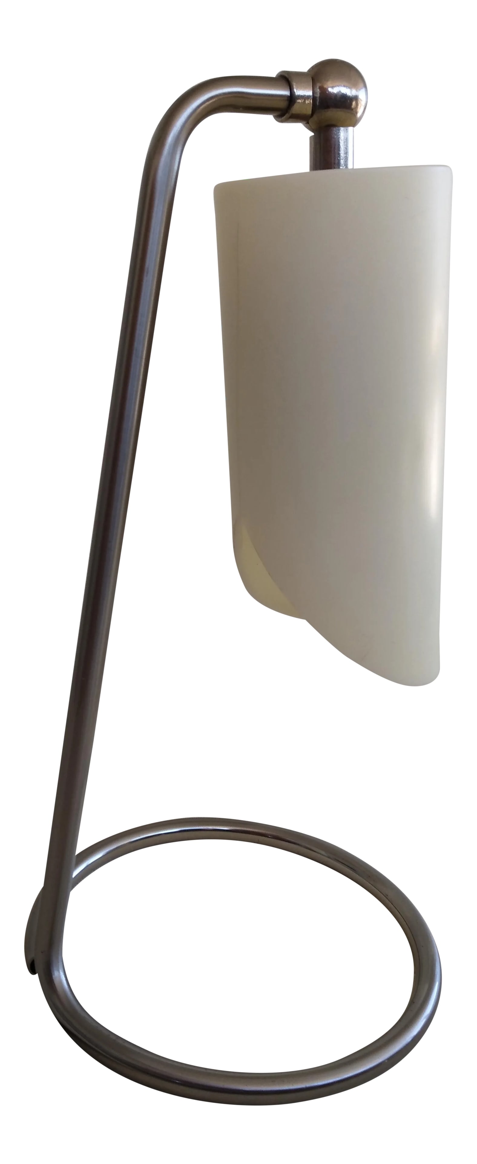 1970s Minimalist Desk/Task Table Lamp: This is a 1970's era minimalist function ing lamp with articulating shade that can be locked into desired positions and is pleasing to the eye a nice piece. See photos and enjoy. Condition: Alteration