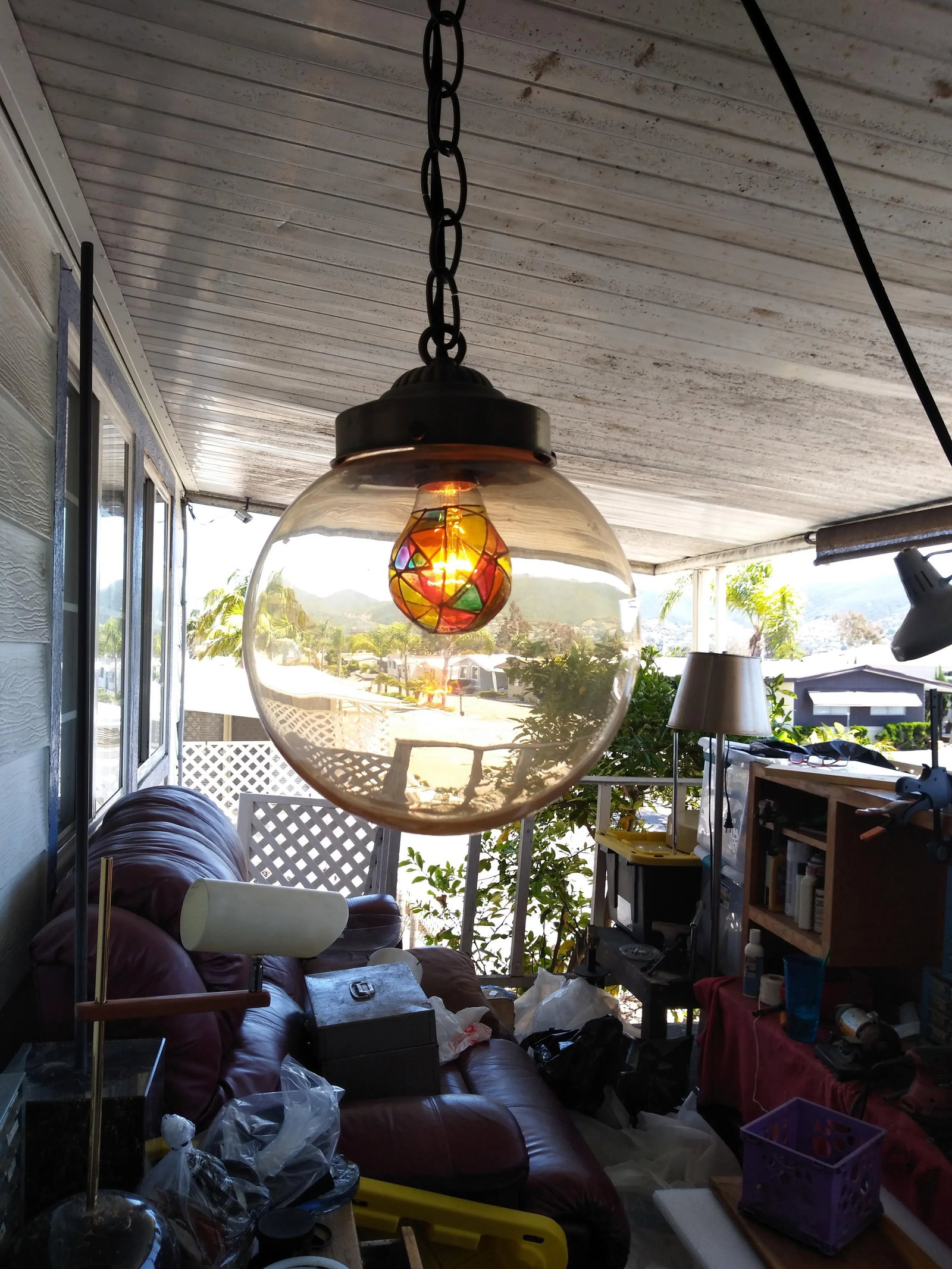 1970s Amber Glass Globe Lamp - 4