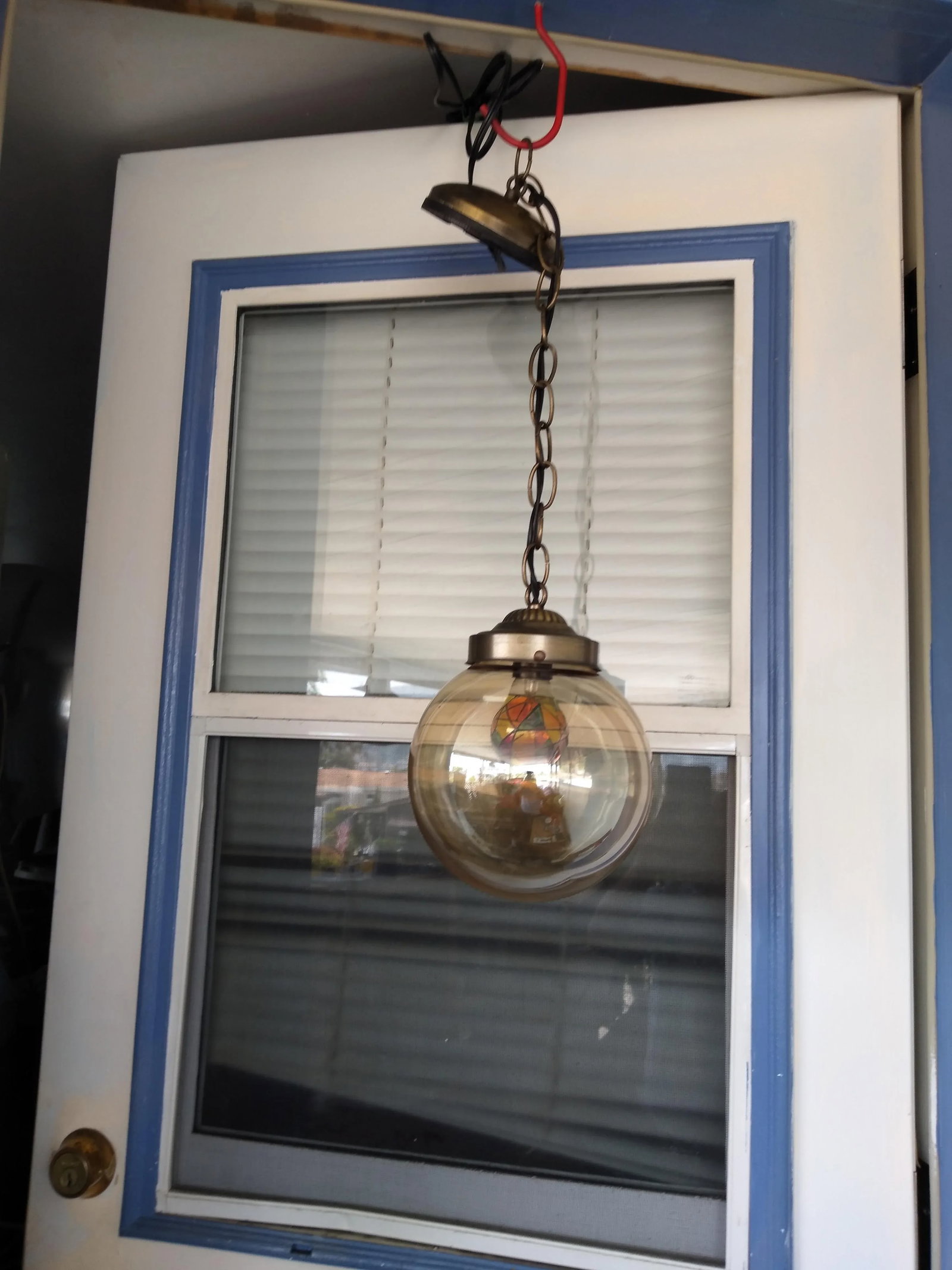 1970s Amber Glass Globe Lamp - 6