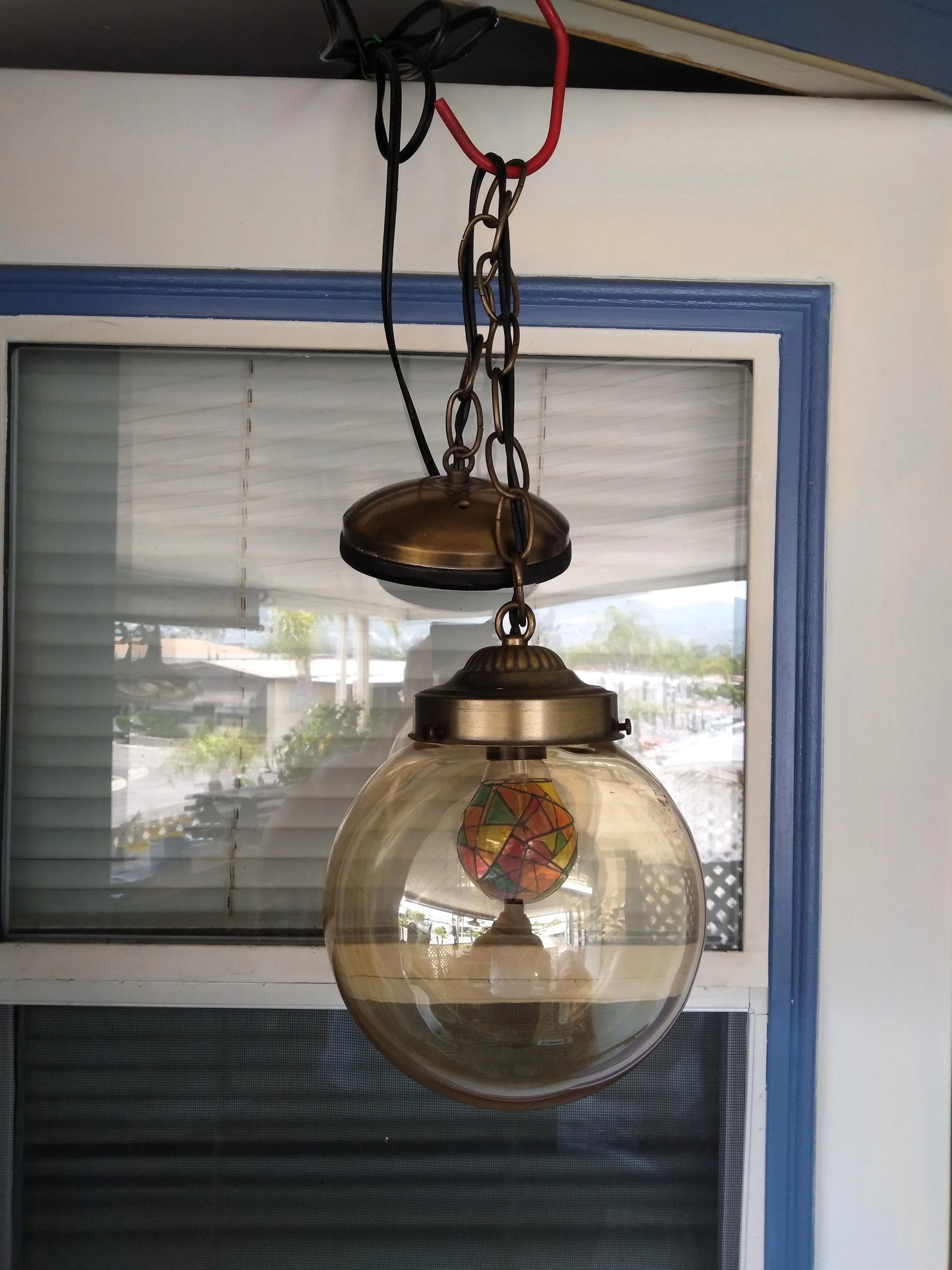 1970s Amber Glass Globe Lamp - 7