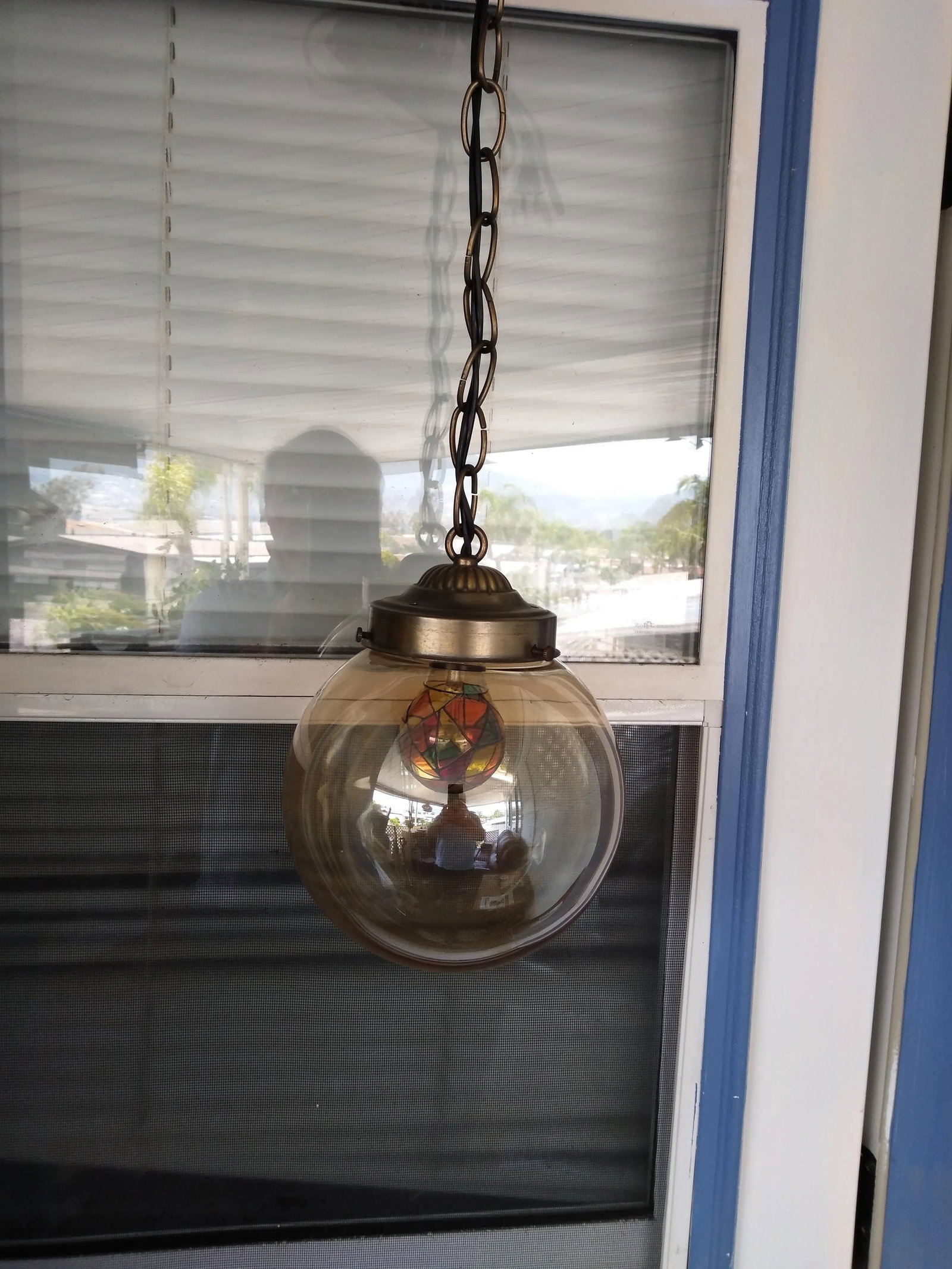 1970s Amber Glass Globe Lamp - 8