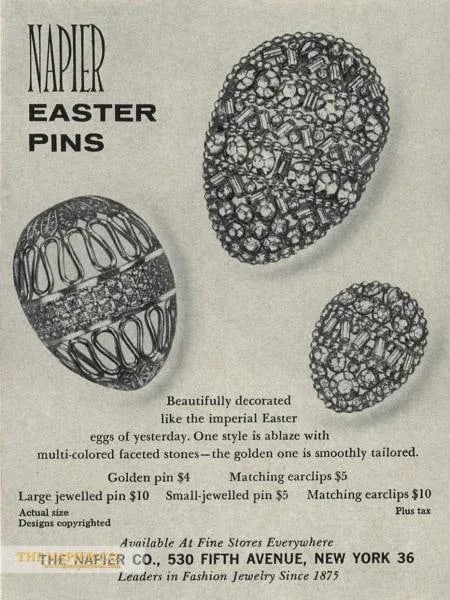 Vintage 1964 Signed Napier Ad Piece Pastel Rhinestone Easter Egg Earrings-2 Pieces - 2