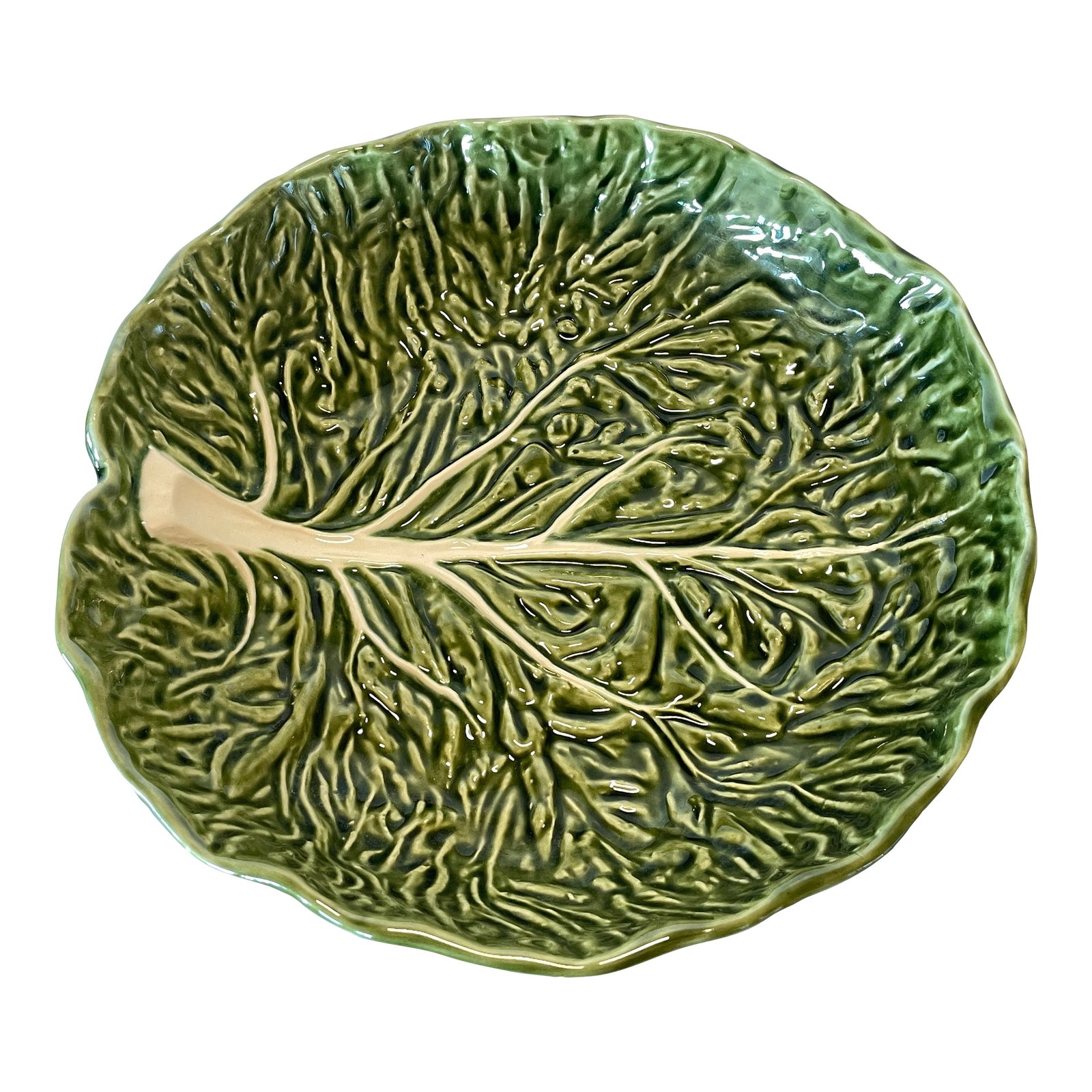 Vintage Portuguese Bordallo Pinheiro Cabbage Ware Serving Shallow Bowl Dish (1 of 8)