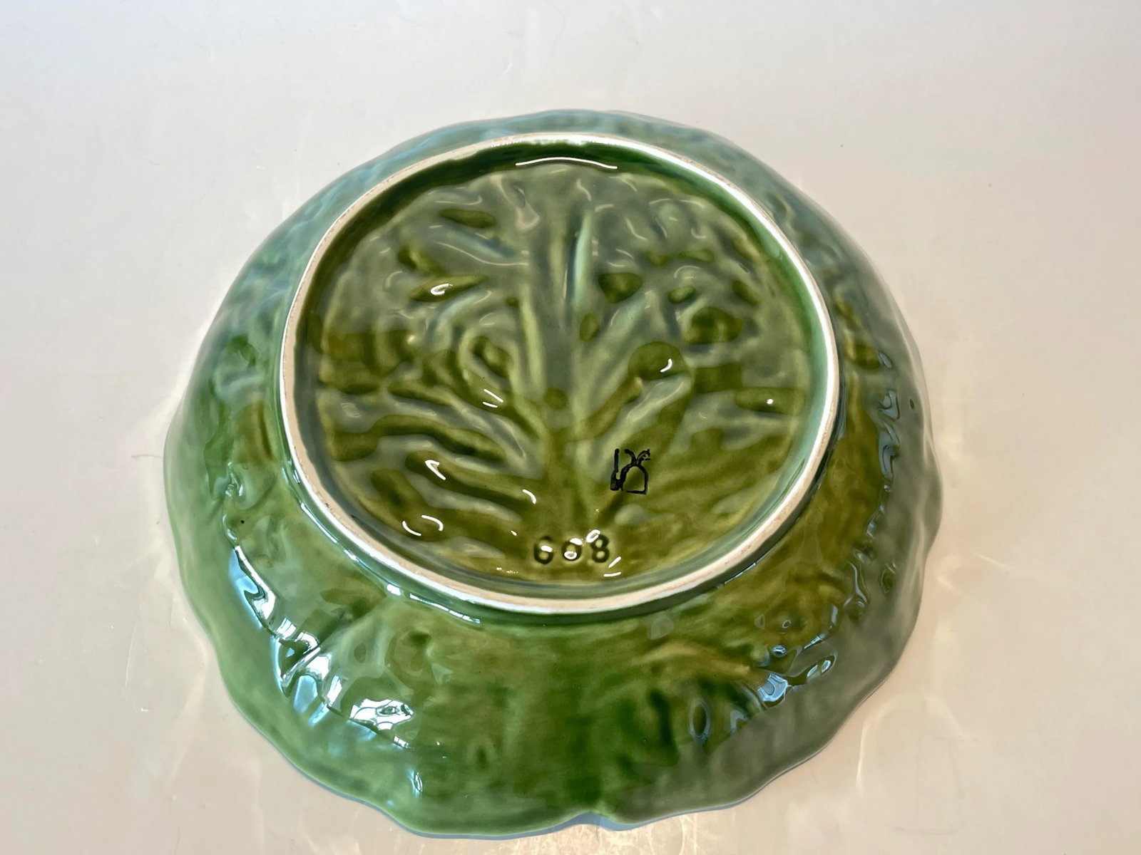 Vintage Portuguese Bordallo Pinheiro Cabbage Ware Serving Shallow Bowl Dish - 6