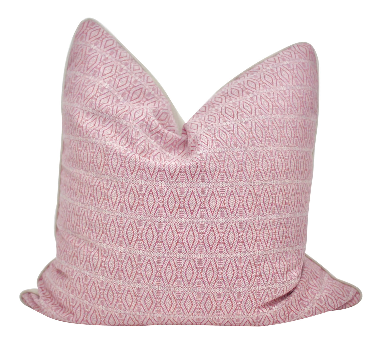 Fleurons D'Helene "Lomond" Square Down/Feather Wool Pillow: Beautifully handmade Fleurons d'Helene "Lomond" 25" Square wool pillow in "Sweet Pea." Features a coordinating welt and backing in linen from Avant Garde, down/feather insert, and an invisible zipper