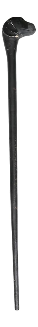 Vintage Walking Stick With a Dog Handle: A vintage walking stick with a carved dog head handle. Note the damage to the nose. Condition: Alterations: Original Condition Unaltered Imperfections: Some Imperfections Condition Notes: Wear and