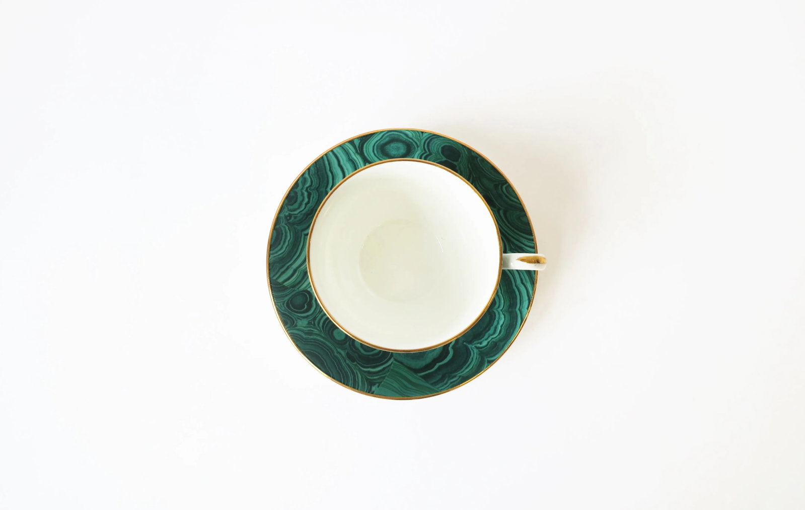 English Green Malachite Porcelain Coffee or Tea Cup and Saucer - 10