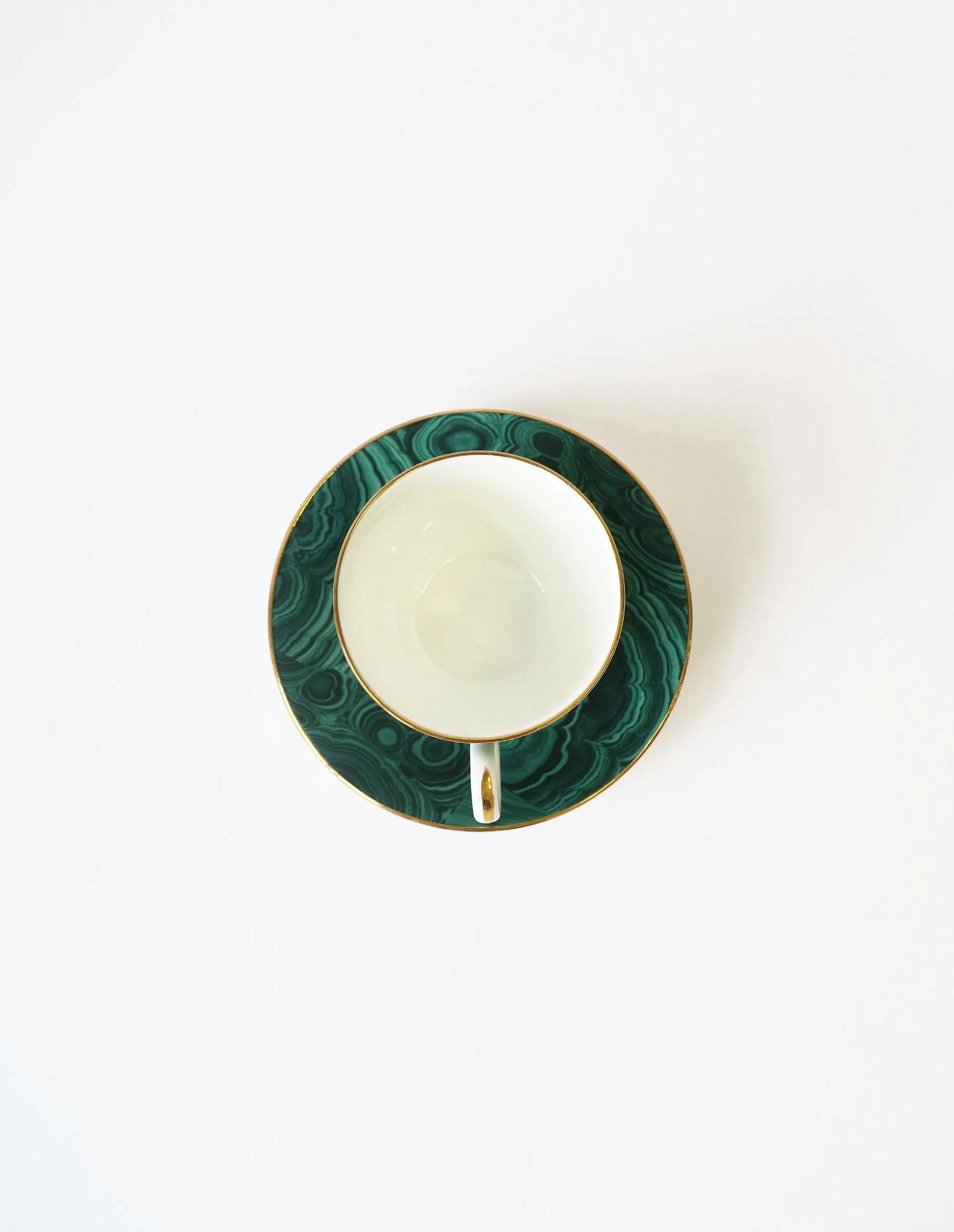 English Green Malachite Porcelain Coffee or Tea Cup and Saucer - 9
