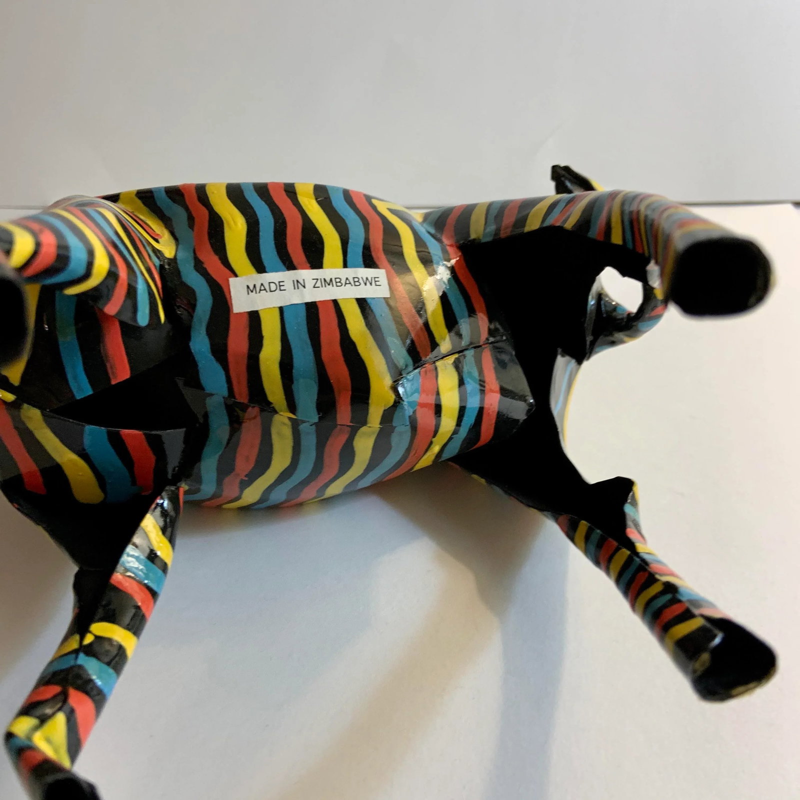 1980s Vintage Folk Art Painted Zebra Figure - 7